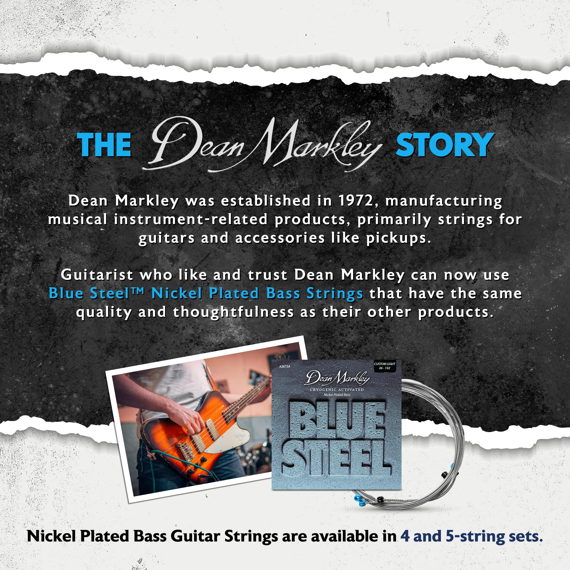 Dean Markley NPS Blue Steel Bass Guitar Strings 4 String Set, 46-102 Custom Light 4 String Bass Guitar, Cryogenically Processed Steel Bass Strings with Warm Rich Tone, Made in the USA 4-String - Image 8