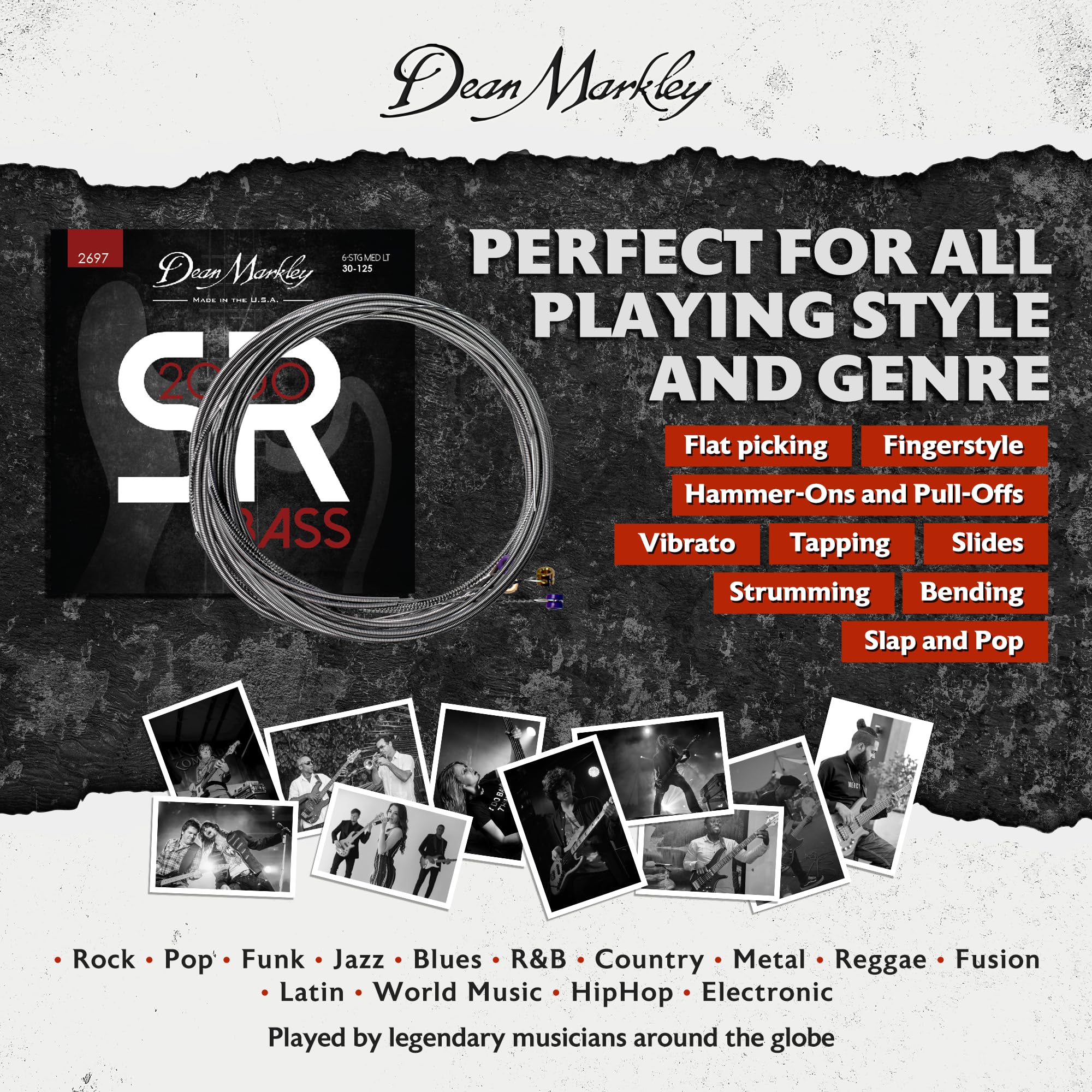 Dean Markley SR2000 Stainless Steel Bass Guitar Strings 6 String Set, 30-125 Medium Light 6 String Bass Guitar, Silky Smooth Bass Strings with Long Lasting and Full Tone, Made in the USA - Image 6
