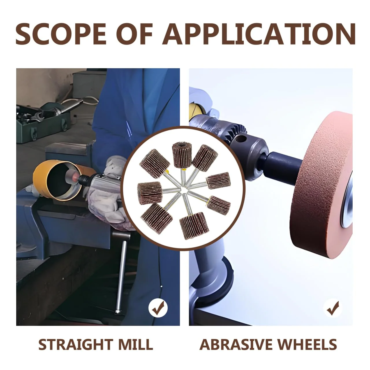 DECOMELODY 8 x Electric Straight Grinder Sanding Disc Abrasive Wheel Slat Grinding Wheel for Drill Car Silicon Carbide Grinding Wheel Wire Flap Wheel Steel - Image 7