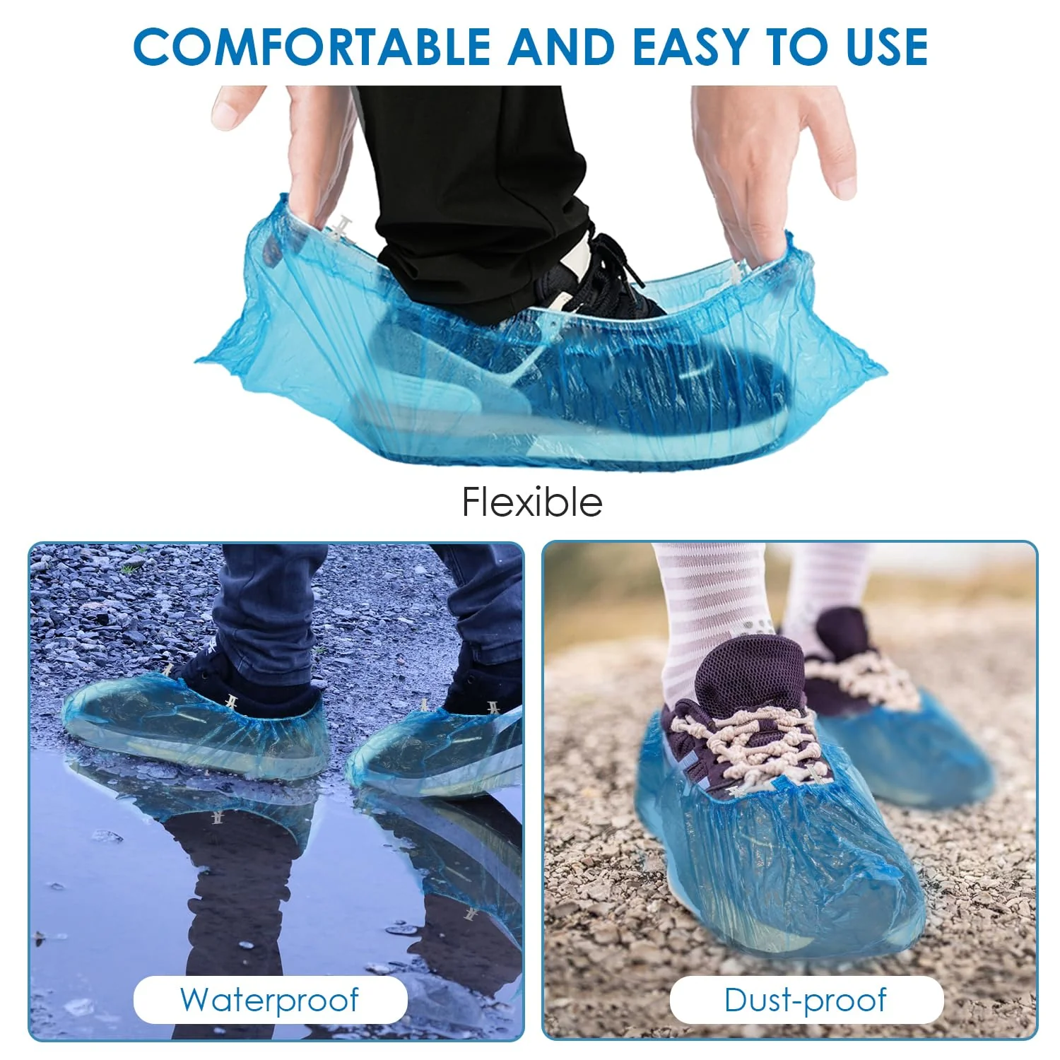 DEDC 100 Pcs Disposable Plastic T Shape Shoe Covers for Home and Office - Image 2