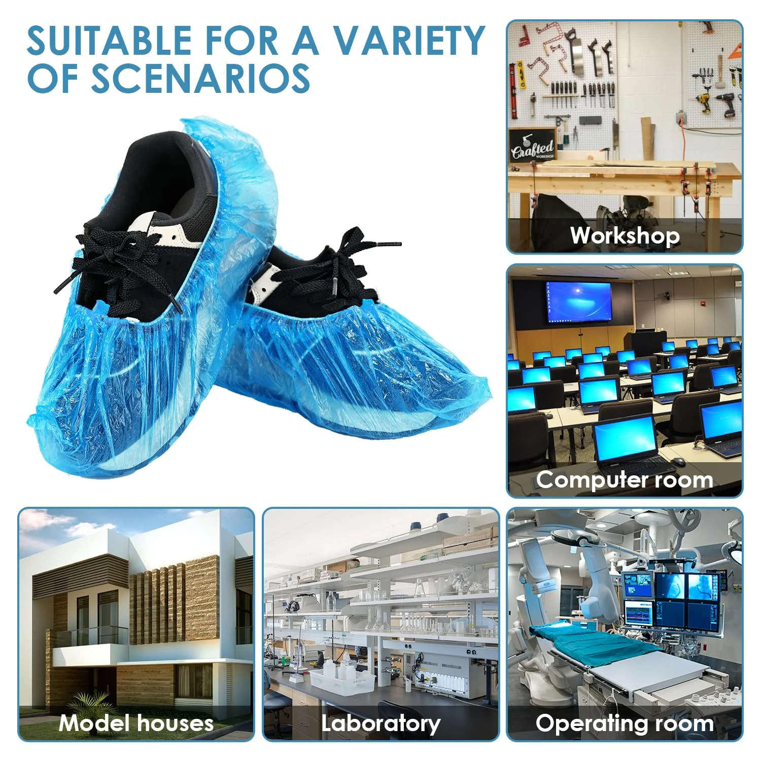 DEDC 100 Pcs Disposable Plastic T Shape Shoe Covers for Home and Office - Image 4