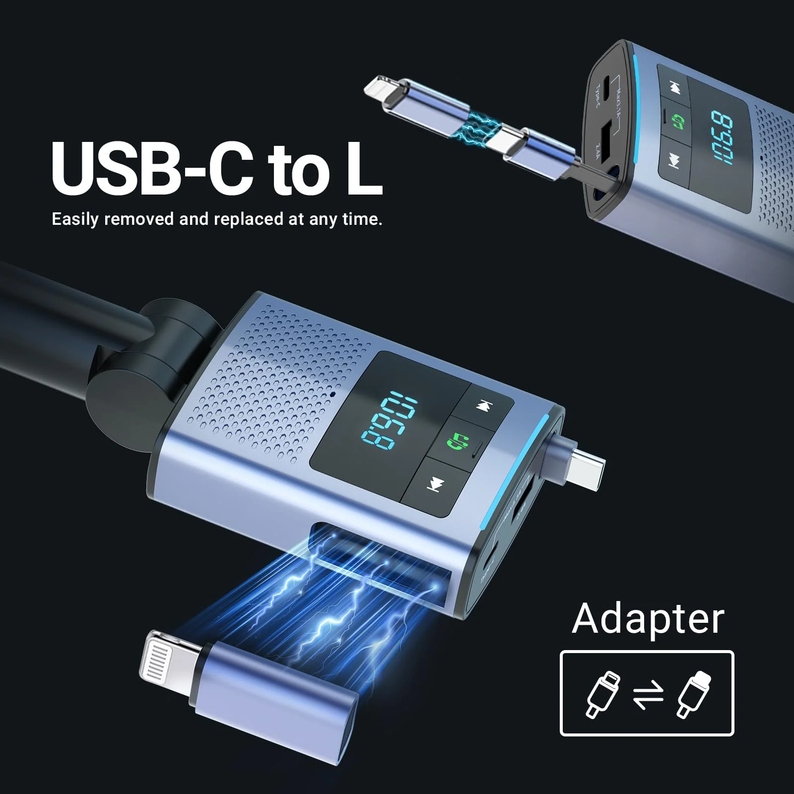 Deepfeel Bluetooth 5.3 FM Transmitter, Fast Charging [PD45W & QC3.0] FM Radio Transmitter Mics, Light Switch, HiFi Bass Sound, Wireless Music Hands-Free Calling LED Display Support USB/TF Drive - Image 7