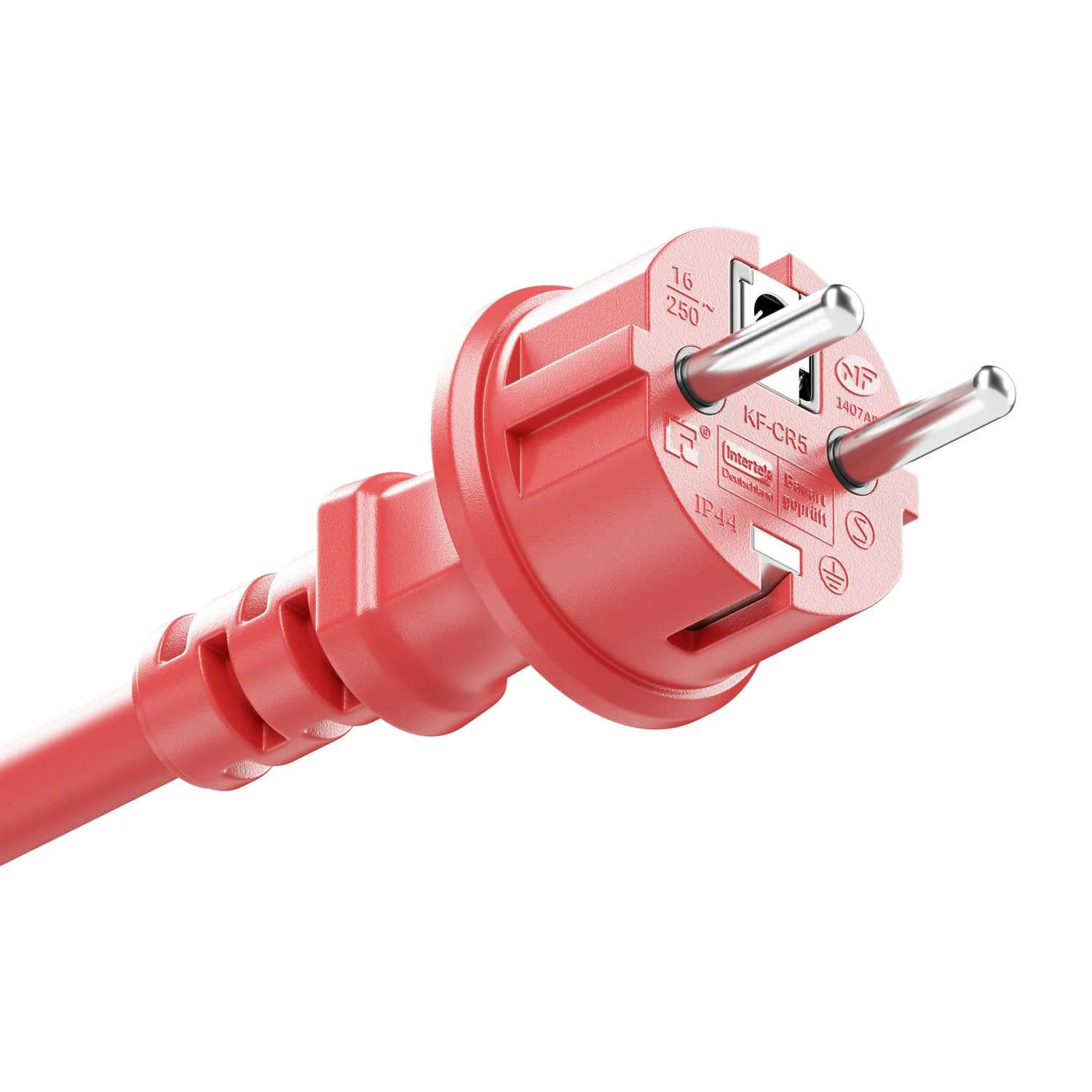 deleyCON 2 m Outdoor Extension Cable Power Cable IP44 (H07RN-F 3G1.5 mm²) Power Extension Weatherproof Rubber Cable for Outdoor Use - Protective Contact Plug to Socket - Red - Image 6