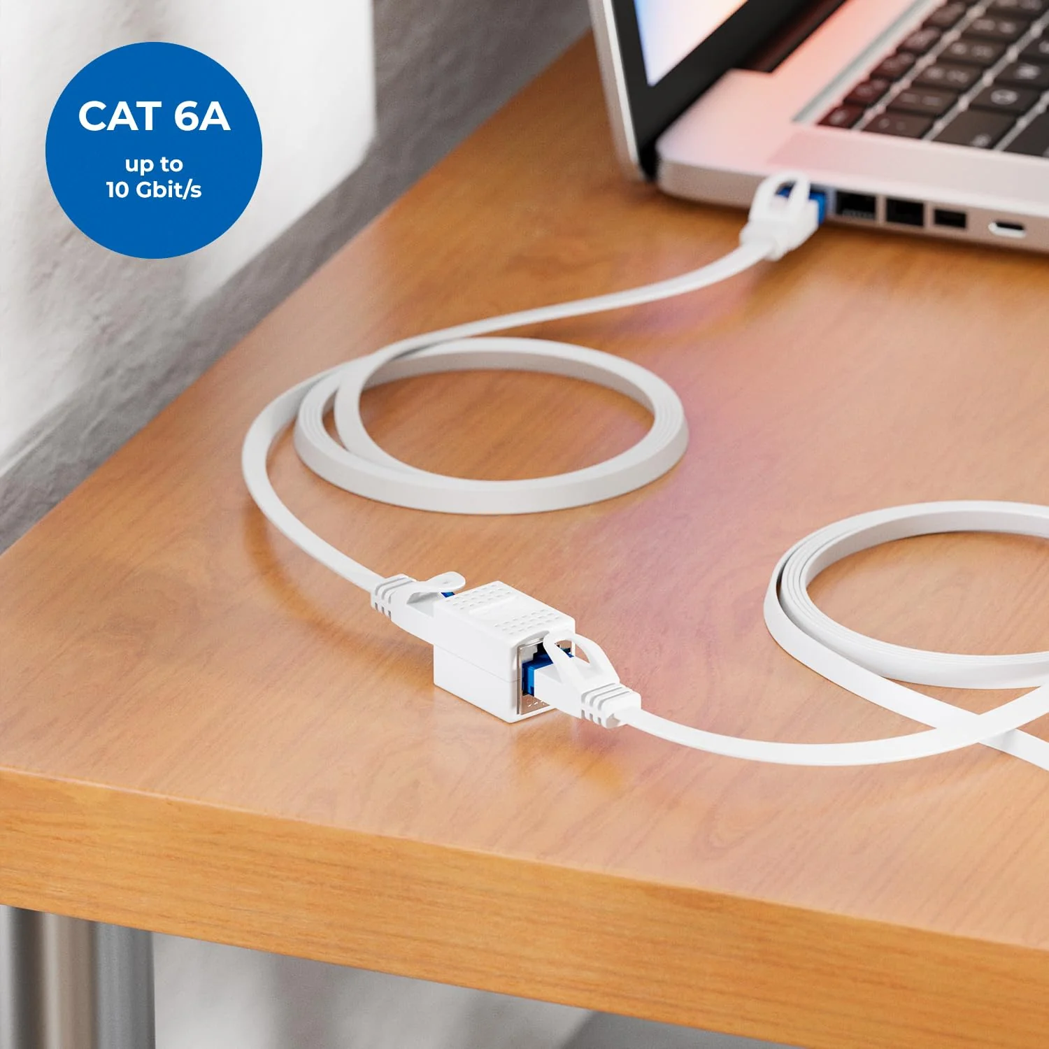 deleyCON LAN Cable Extension RJ45 Coupling (10 Gbit/s) Connector for Cat8/Cat7/Cat6/Cat5 Ethernet Cable Patch Cable Network Adapter 10 Gigabit POE - Pack of 2 - White 2 Stück - Image 2