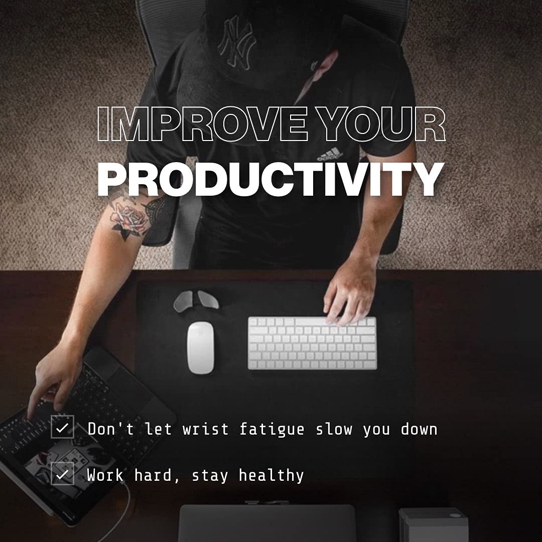 DELTAHUB Carpio 2.0 - Right-Handed Truly Ergonomic Wrist Rest for Mouse, Carpal Tunnel Support, Pain Relief, Anti-Fatigue, Easy Glide, Sleek, Office, Computer, Laptop, Gaming - Large, Black Right - Black - Image 5