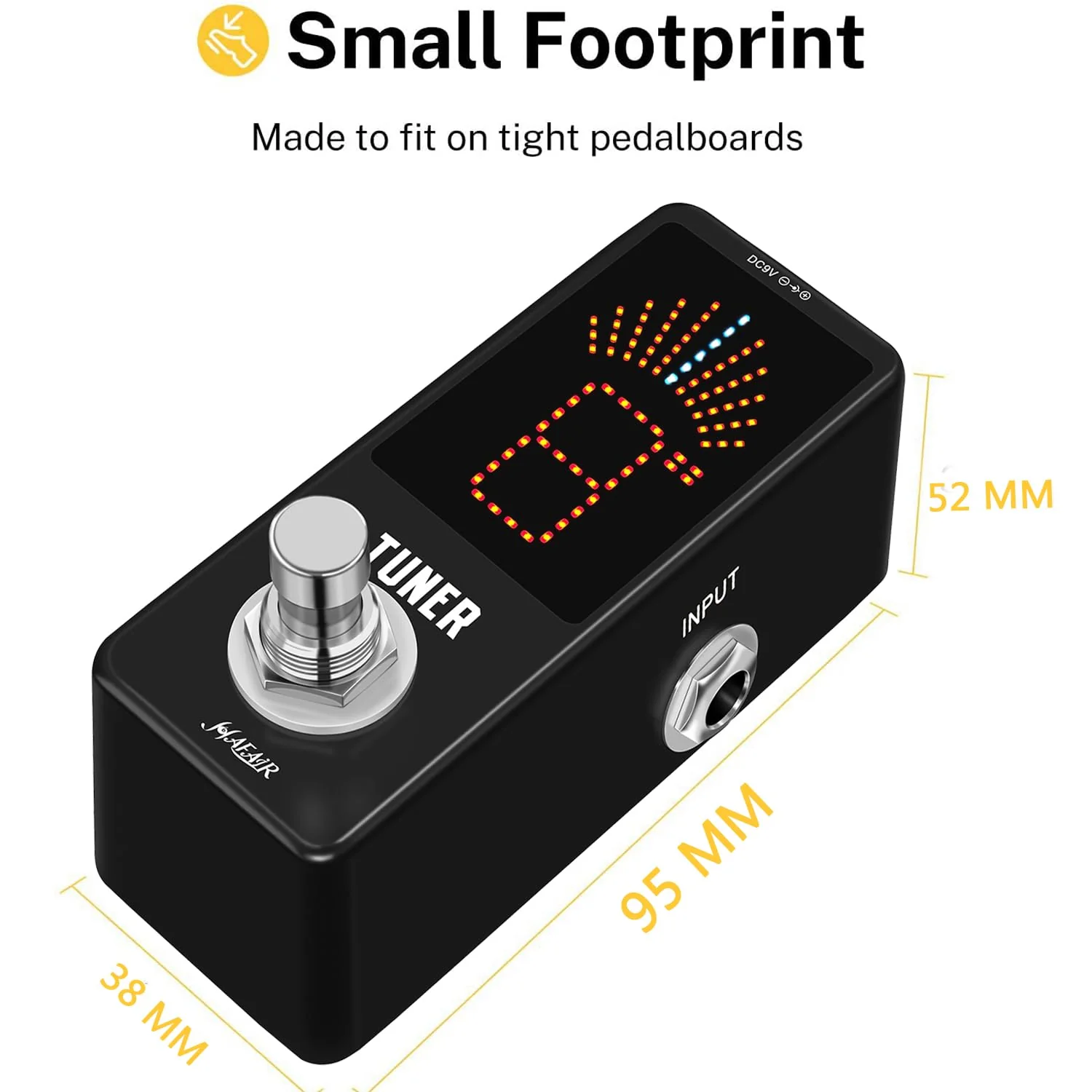 Deluxe Chromatic Tuner Pedal,Large Screen High Precision ±0.1% Accuracy,Display Leads Clear Results of Tuning for Electric Guitar and Bass Deluxe Tune Black - Image 4