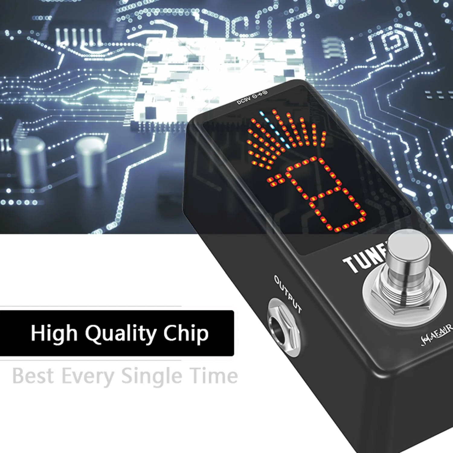 Deluxe Chromatic Tuner Pedal,Large Screen High Precision ±0.1% Accuracy,Display Leads Clear Results of Tuning for Electric Guitar and Bass Deluxe Tune Black - Image 5
