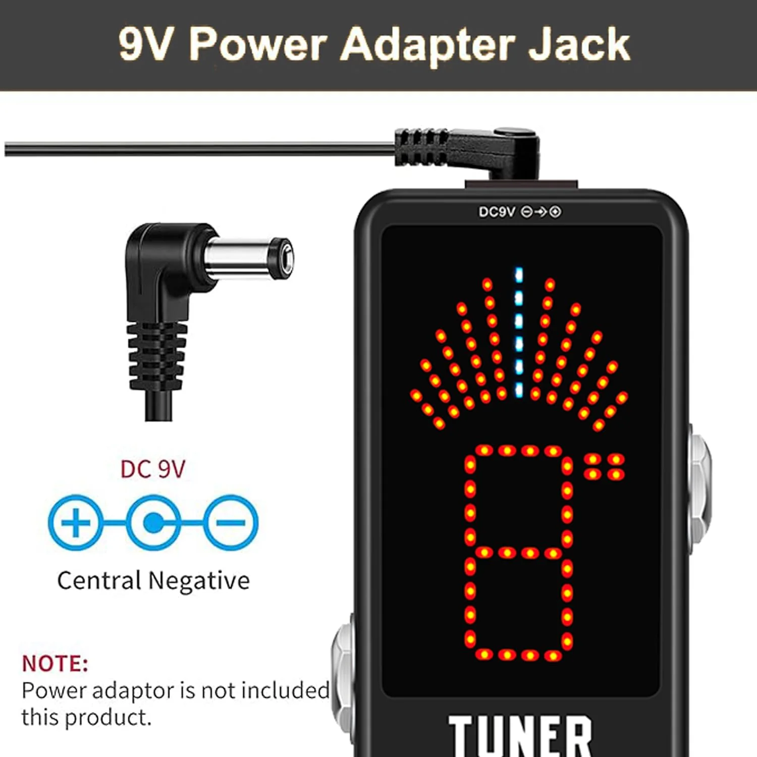 Deluxe Chromatic Tuner Pedal,Large Screen High Precision ±0.1% Accuracy,Display Leads Clear Results of Tuning for Electric Guitar and Bass Deluxe Tune Black - Image 6