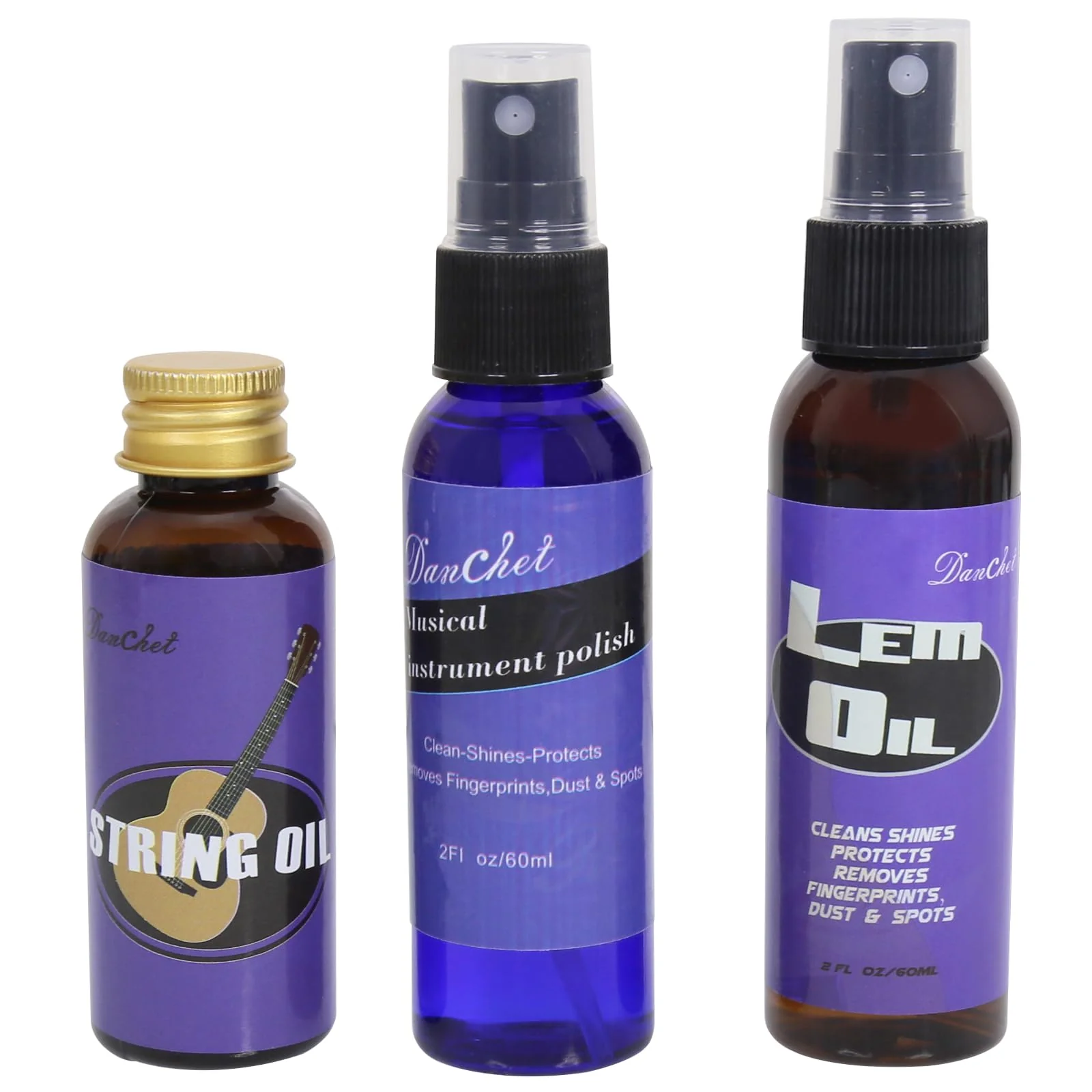 Deluxe Guitar Cleaning and Maintenance System 3-Piece Kit: Lemon Oil, Polish, and Guitar String Oil - Guitar Cleaning Kit - for cleaning, polishing, and protection of guitars. - Image 2