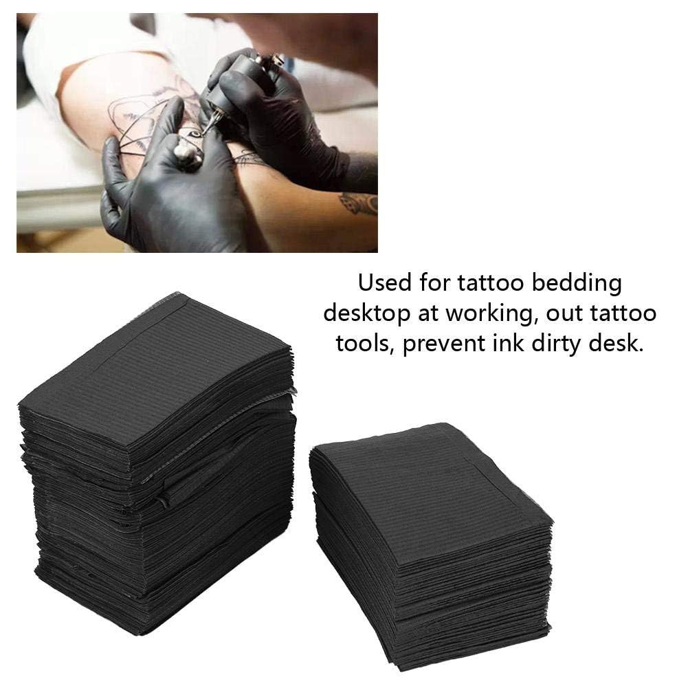 Dental Bib, Tattoo Underlay, 3-Layer Waterproof Disposable Paper Tablecloth Accessories, 45 x 33 cm (50, Black) 50 - Image 6
