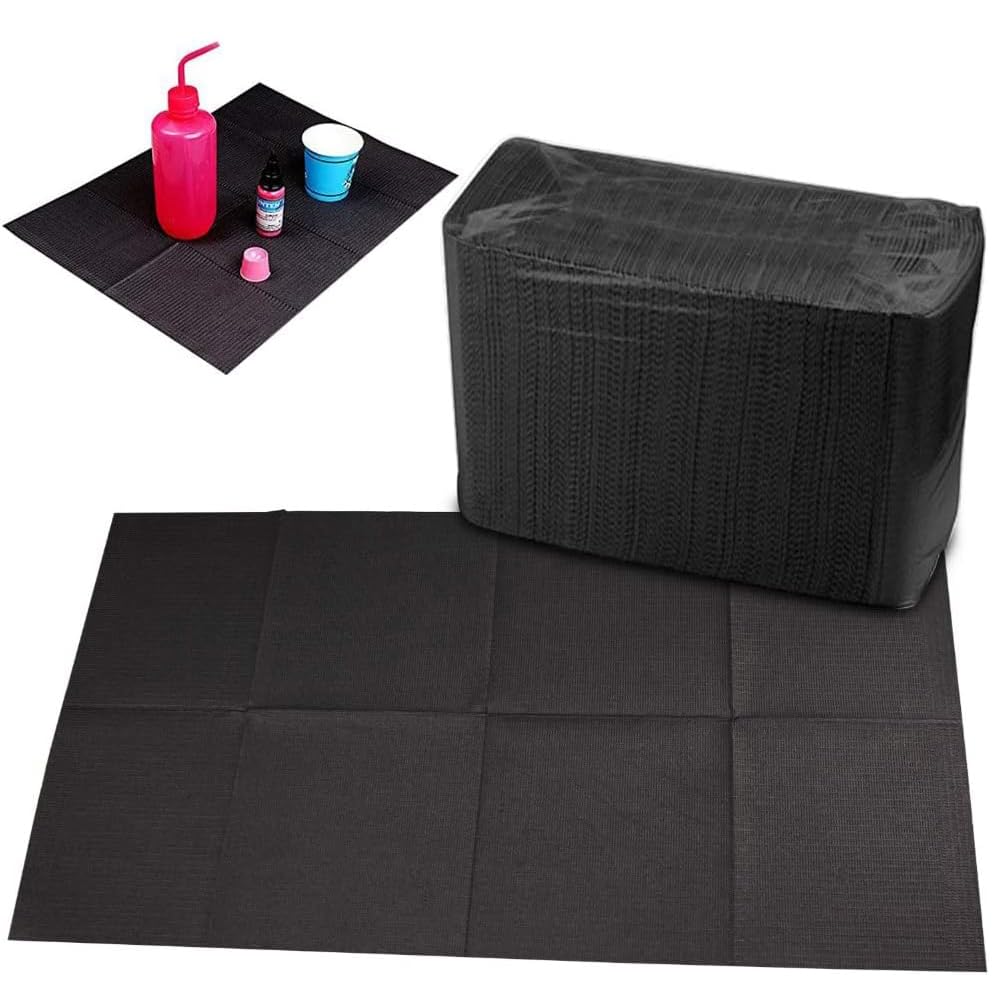 Dental Bib, Tattoo Underlay, 3-Layer Waterproof Disposable Paper Tablecloth Accessories, 45 x 33 cm (50, Black) 50 - Image 8