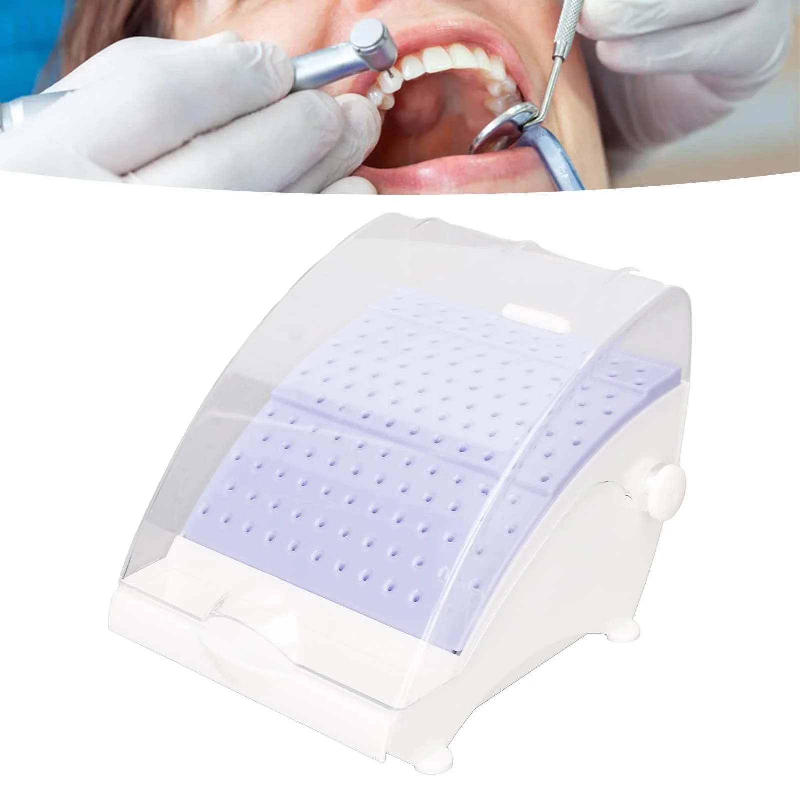 Dental Bur Block 142 Holes Bur Box Bur Holder, Annhua Dental Bur Organiser Plastic with Lid Case for Needle, Bur, File - Image 2