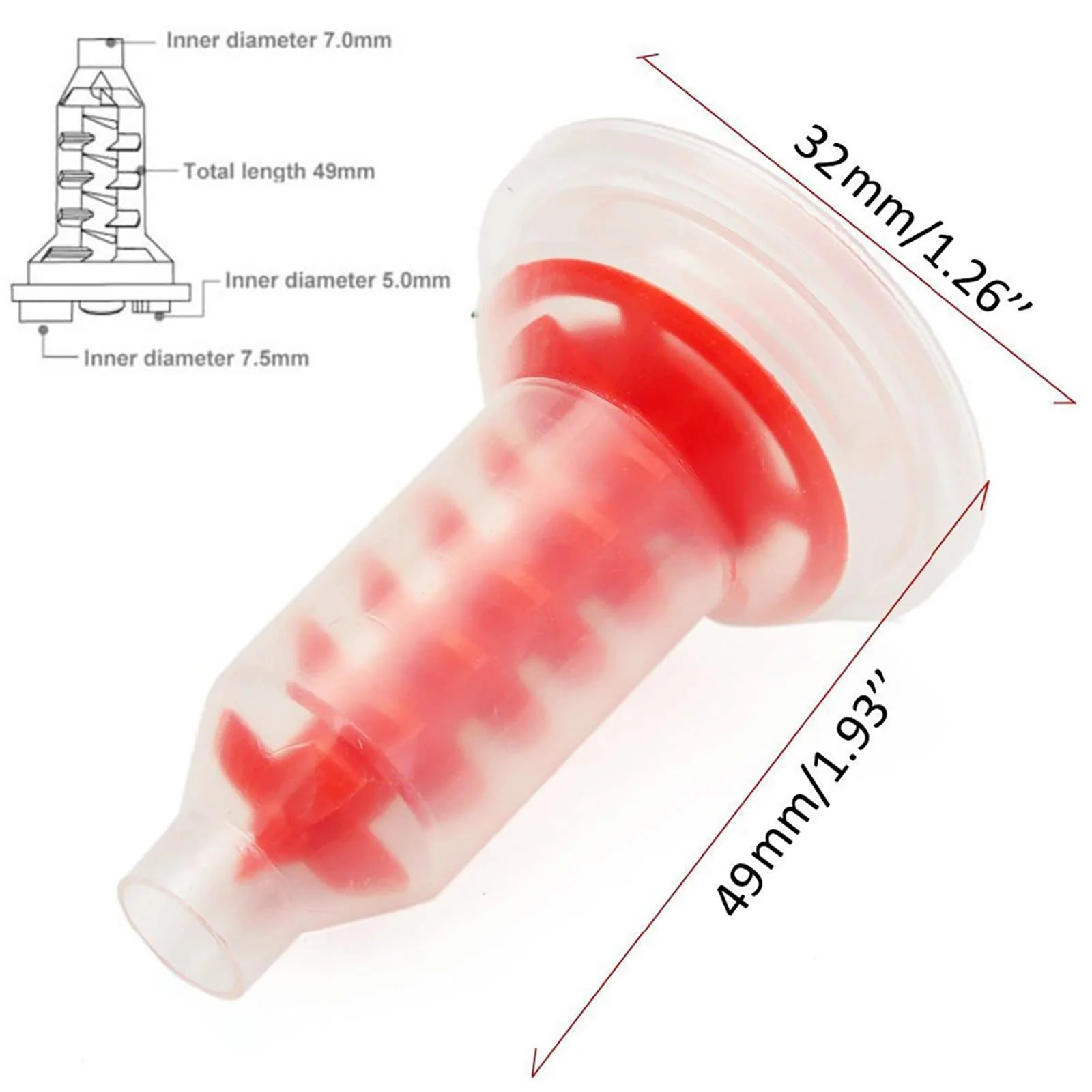 Dental Impression Mixing Tips, YOUYA DENTAL 50pcs Dental Intra Oral Tips for Dentistry Materials Mixing Tube Disposable Silicone Rubber Head Lab Products - Pink Large 50Pcs NT7055-Red - Image 3