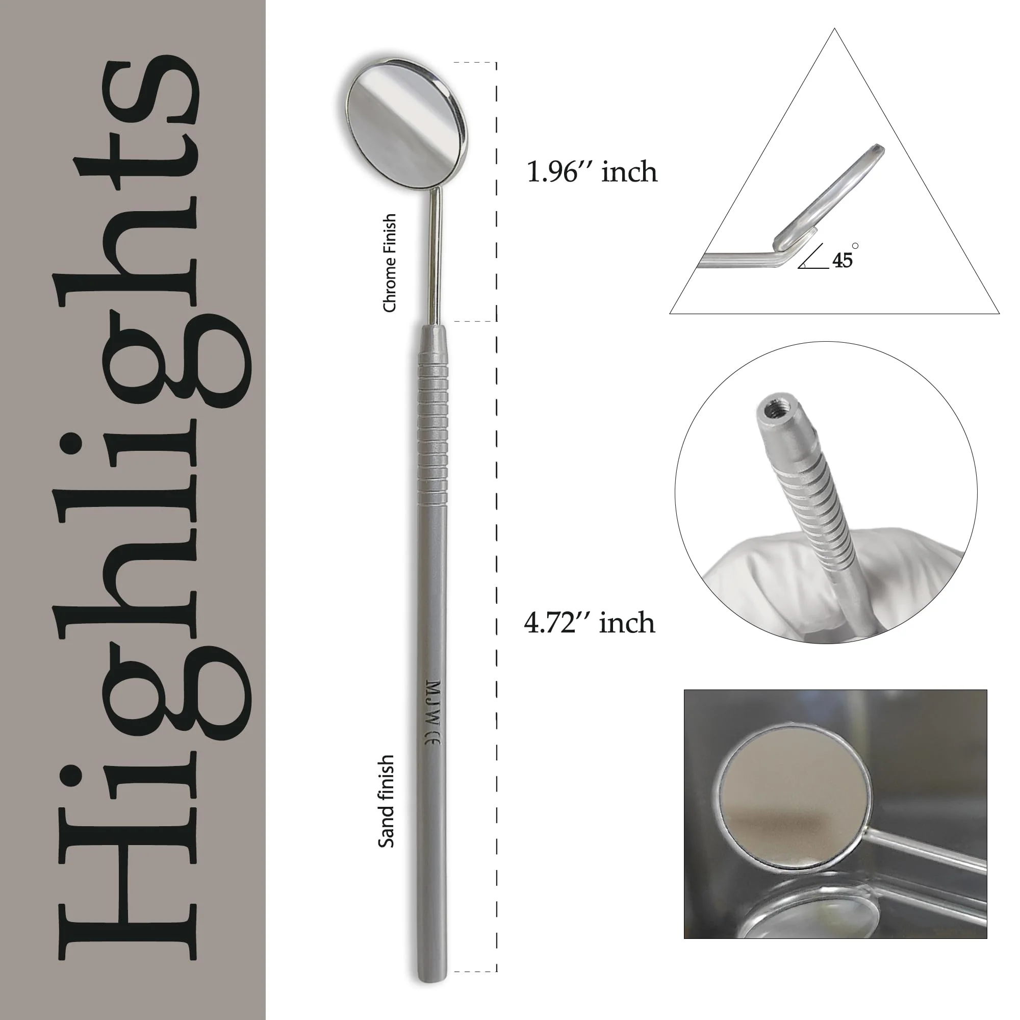 Dental Mouth Mirror - Size 5, Stainless Steel, Easy Viewing for Dentists and Eyelash Extensions 1 x mirror top - Image 5