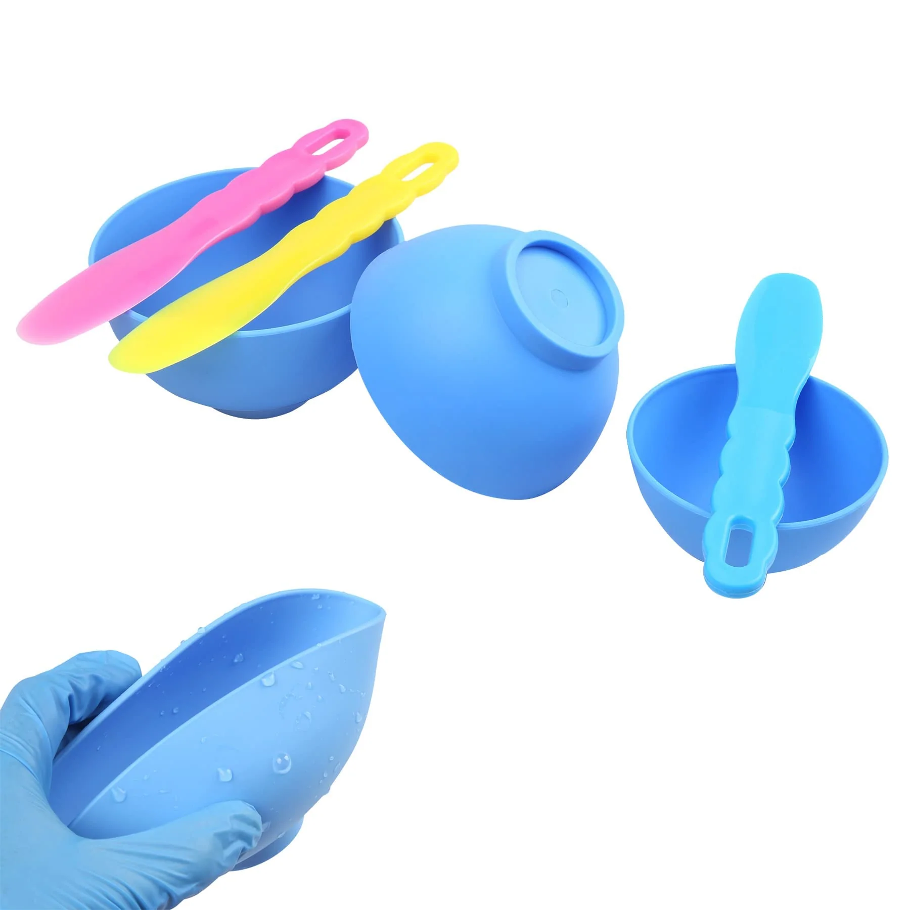 Dental Optispatel Material Mixing Bowl with 3 x Coloured Spatulas / Plastic Spatulas for Alginate Impressions and Plaster Materials (6 Pieces) - Image 2