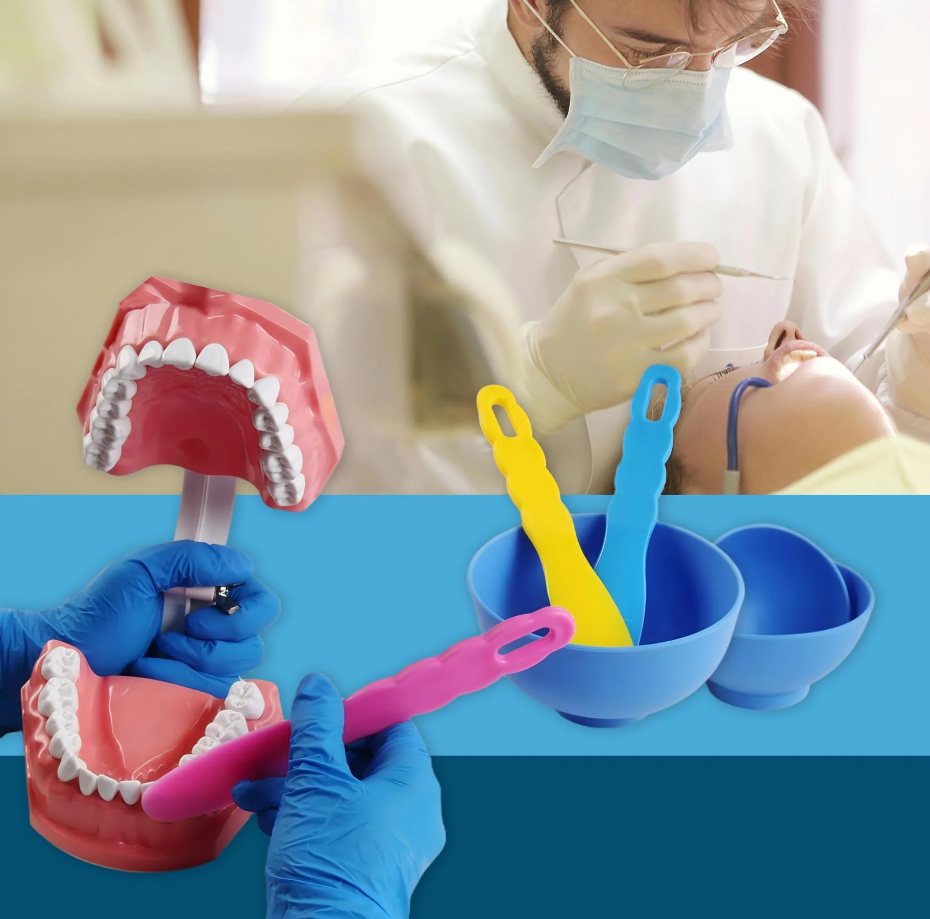 Dental Optispatel Material Mixing Bowl with 3 x Coloured Spatulas / Plastic Spatulas for Alginate Impressions and Plaster Materials (6 Pieces) - Image 5