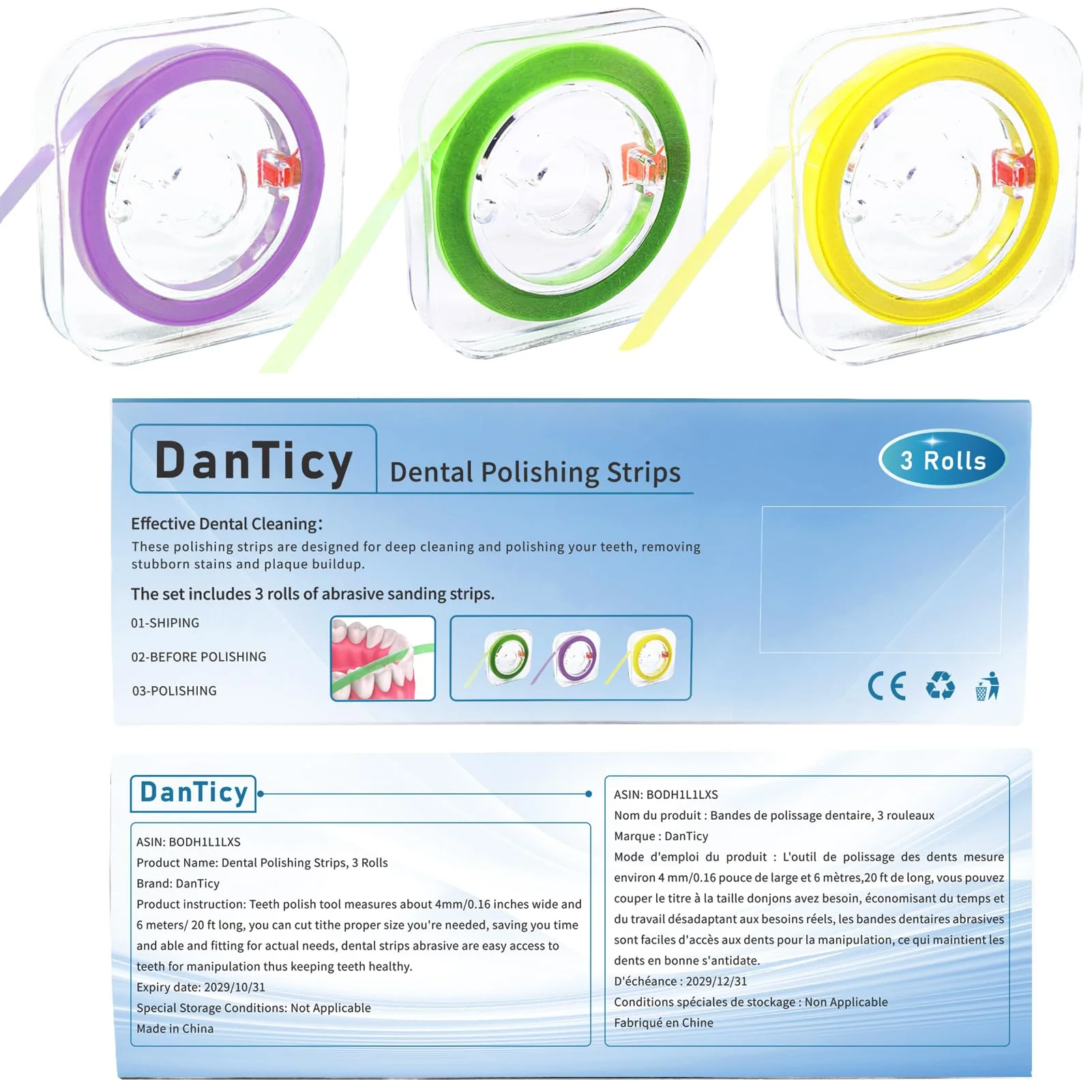 Dental Polishing Strips, Tooth File, Teeth Sanding Grinding Tool, 3 Rolls - Image 7