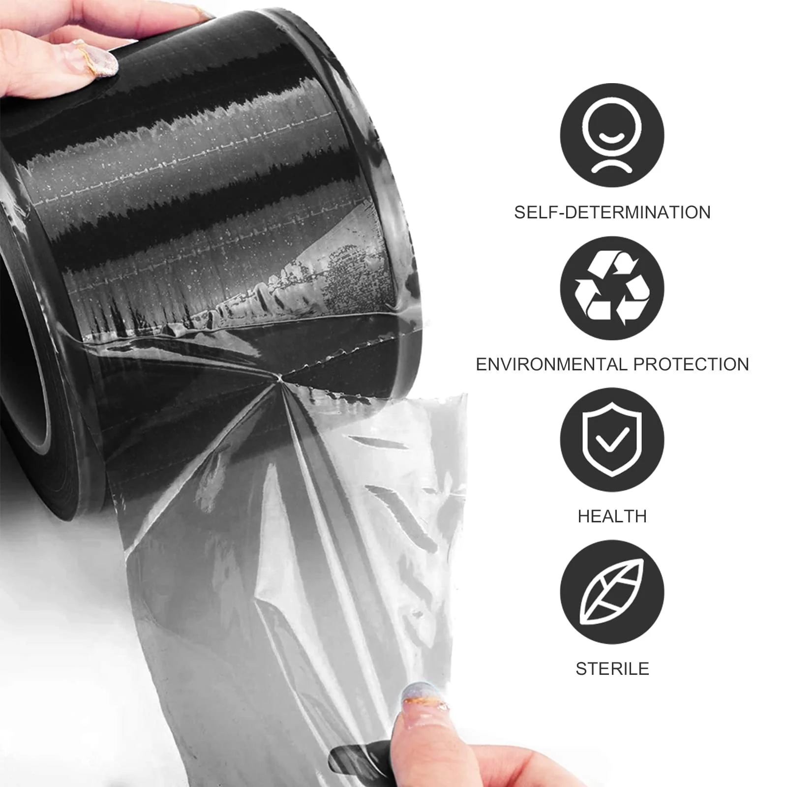 Dental Protective Film, 1200 Sheets, PE Disposable Protective Film, Plastic Tattoo Protective Film for Dental Materials, Barrier Film, Sticky (Black) Black - Image 2