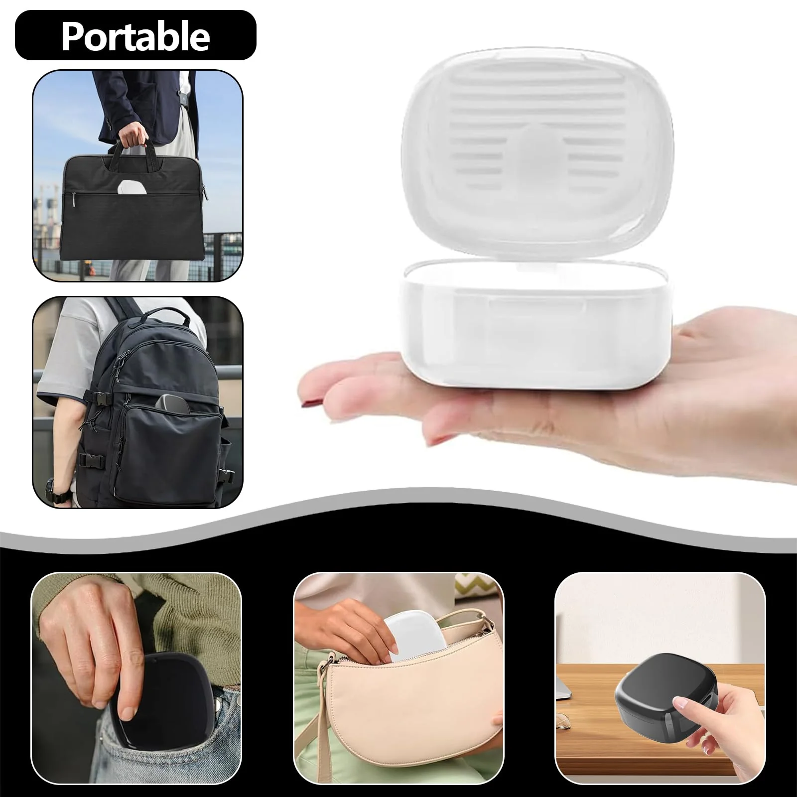 Denture Box, Pack of 2 Braces Box with Sieve, Portable Denture Box, Invisible Braces, Storage Box, Double Layer Hollow Drain - Image 5