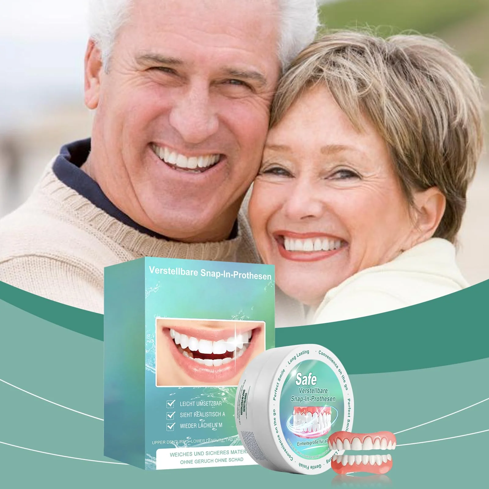 Dentures Fake Teeth, Smile Teeth Veneers, Cosmetic Temporary Teeth Dentures Prosthesis Artificial Veneers Teeth Top and Bottom, Dental Decoration Set Dental Decoration - Image 2