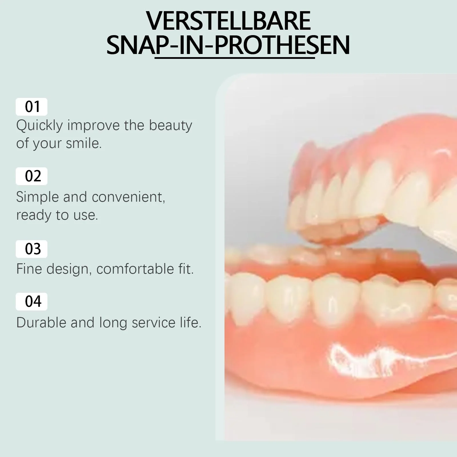 Dentures Fake Teeth, Smile Teeth Veneers, Cosmetic Temporary Teeth Dentures Prosthesis Artificial Veneers Teeth Top and Bottom, Dental Decoration Set Dental Decoration - Image 3