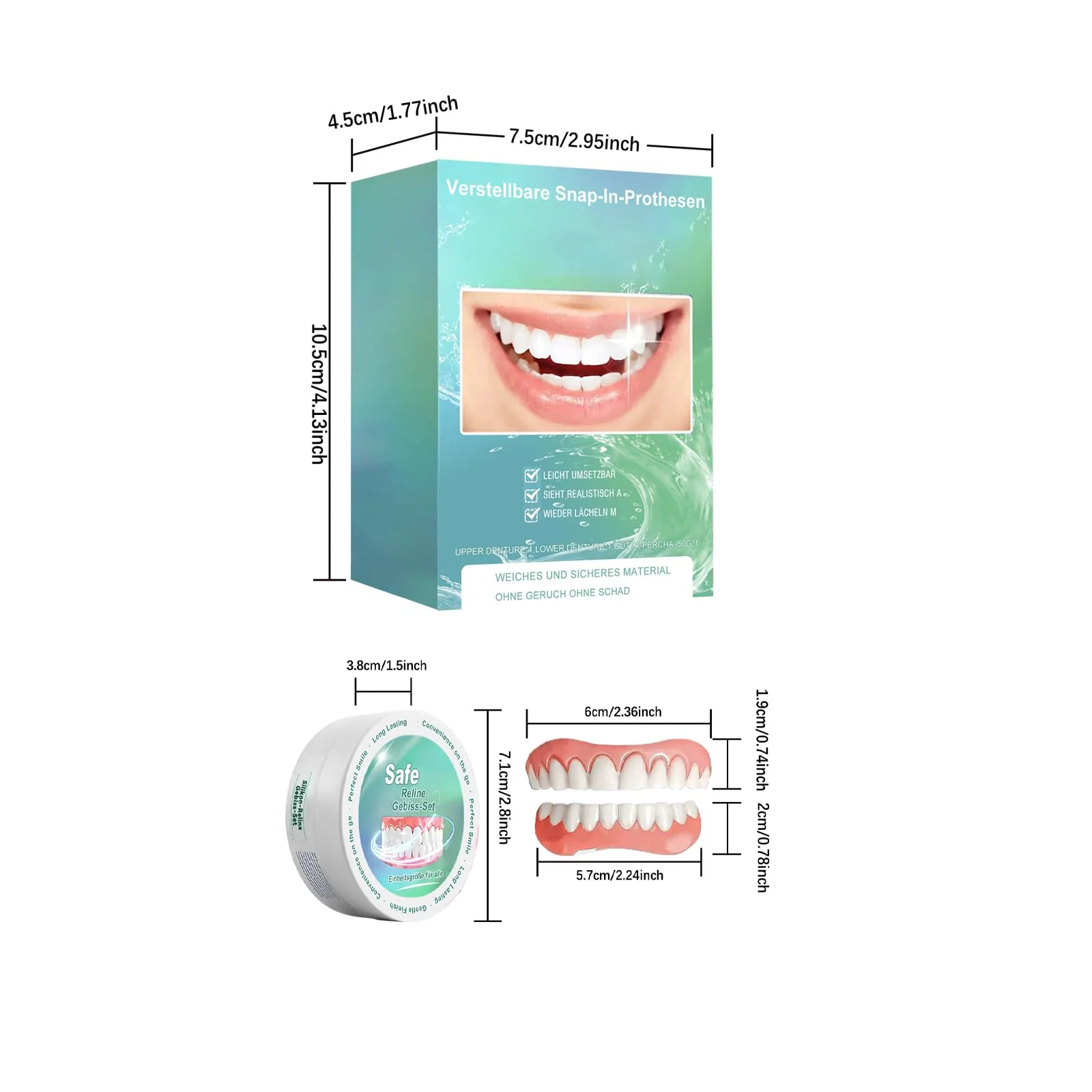 Dentures Fake Teeth, Smile Teeth Veneers, Cosmetic Temporary Teeth Dentures Prosthesis Artificial Veneers Teeth Top and Bottom, Dental Decoration Set Dental Decoration - Image 7