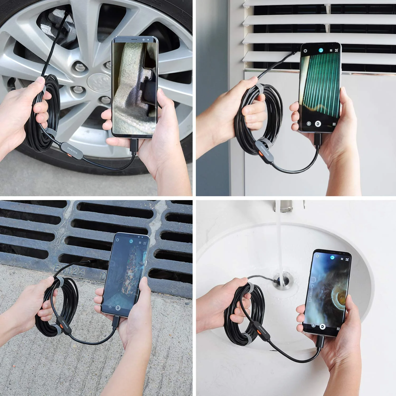 DEPSTECH USB Endoscope, 720P IP67 Waterproof Borescope, 5.5mm Snake Inspection Camera, Type-C Scope With 16.5ft Semi-Rigid Cable, 6 LED Lights, Compatible With OTG Android Phone, PC - Image 8