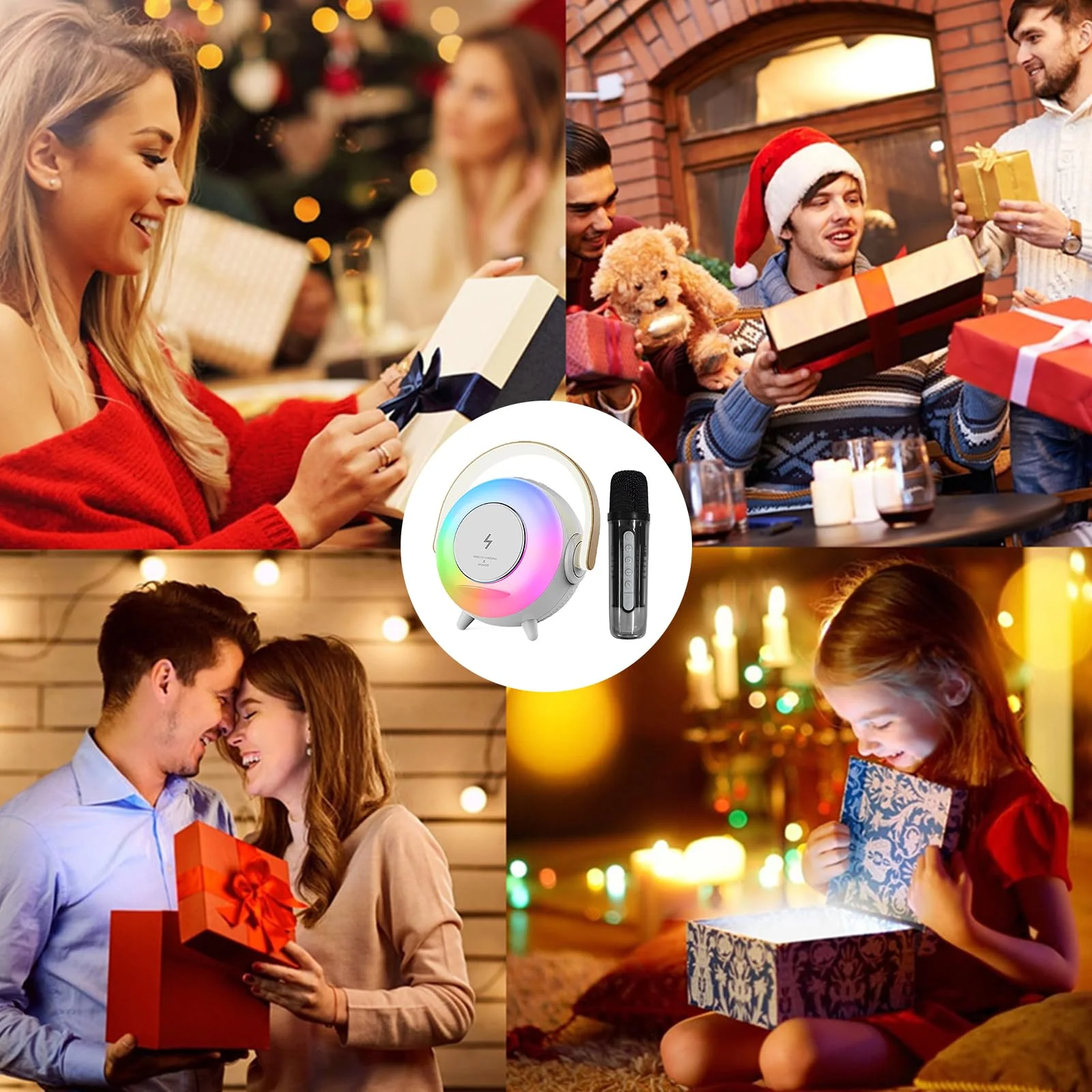 Depulat 6 in 1 Bluetooth Speaker, Microphone Karaoke, RGB Ambient Table Lamp, Dimmable Night Light, 15W Wireless Phone Charging Station, Phone Stand, Gifts for Teen Boy Girl Gifts Trendy Stuff PX-03 - Image 6