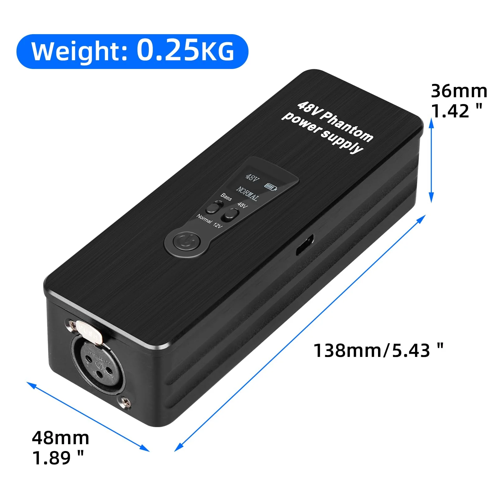 Depusheng Phantom Power Supply 48V/12V Switch, Rechargeable Portable Phantom Power for Condenser/Interview Shotgun Microphone, Audio Interface, Recording Studios, Up to 40h Working Time - Image 9