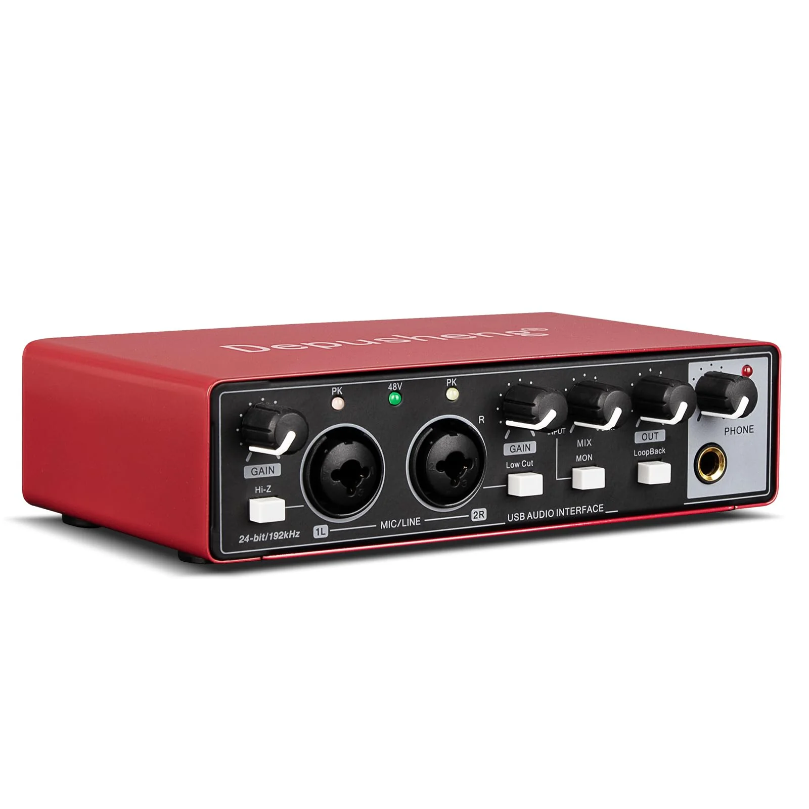 Depusheng RED USB Audio Interface for Recording Music, XLR Interface with 48 V Phantom Power, Audio Box for Guitarists,Podcasters or Producers to record and playback studio quality sound - Image 9