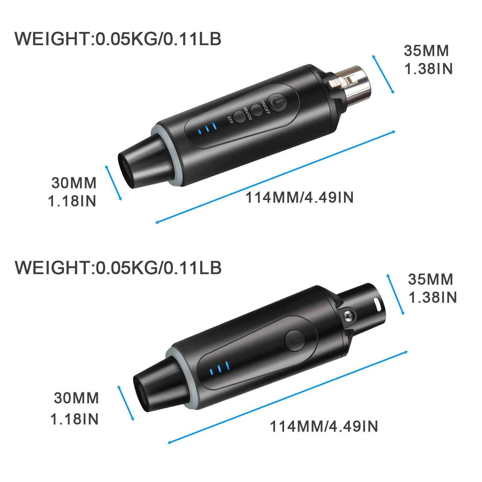 Depusheng S5 Wireless Microphone System Wireless Guitar Transmitter Receiver XLR Plug-on for Dynamic and 48V Condenser Microphones, Audio Mixer, with 48v Phantom Power and Reverb Switch - Image 9