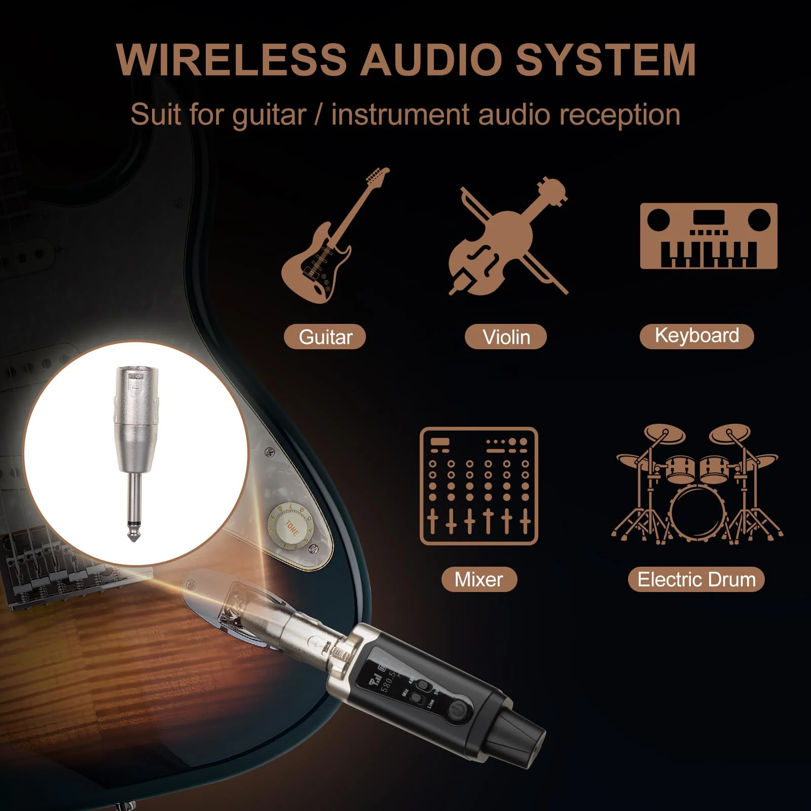Depusheng T9 Wireless guitar transmitter receiver, Wireless Microphone Transmitter Receiver XLR Microphone Wireless System for Dynamic and condenser Microphone Audio Mixer, With 48V phantom power - Image 3