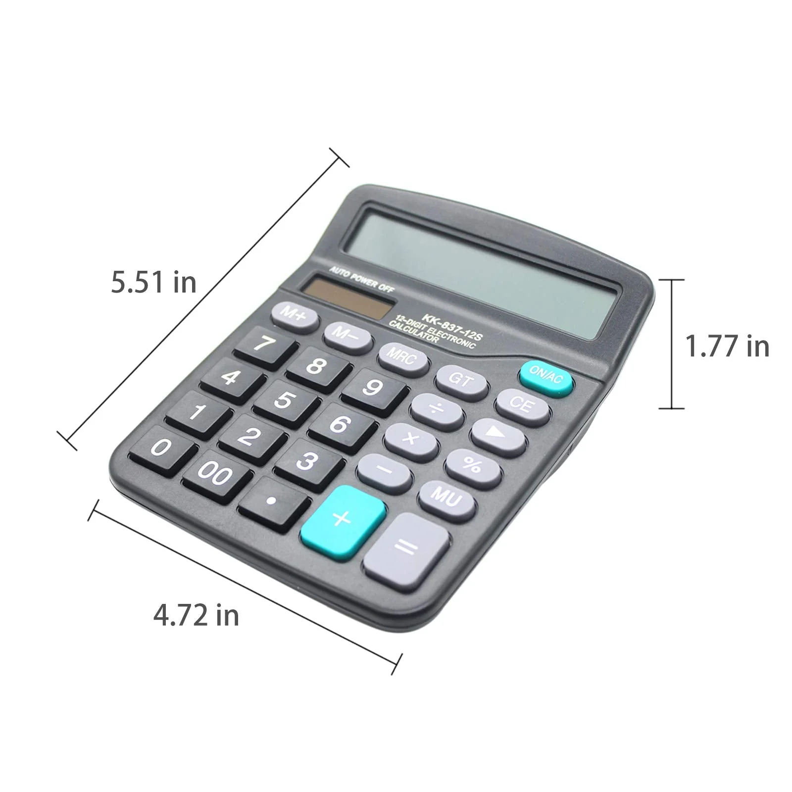 Desk Calculator, 12-Digit Solar Battery Office Calculator with Large LCD Display Big Sensitive Button, Dual Power Desktop Calculators - Image 2