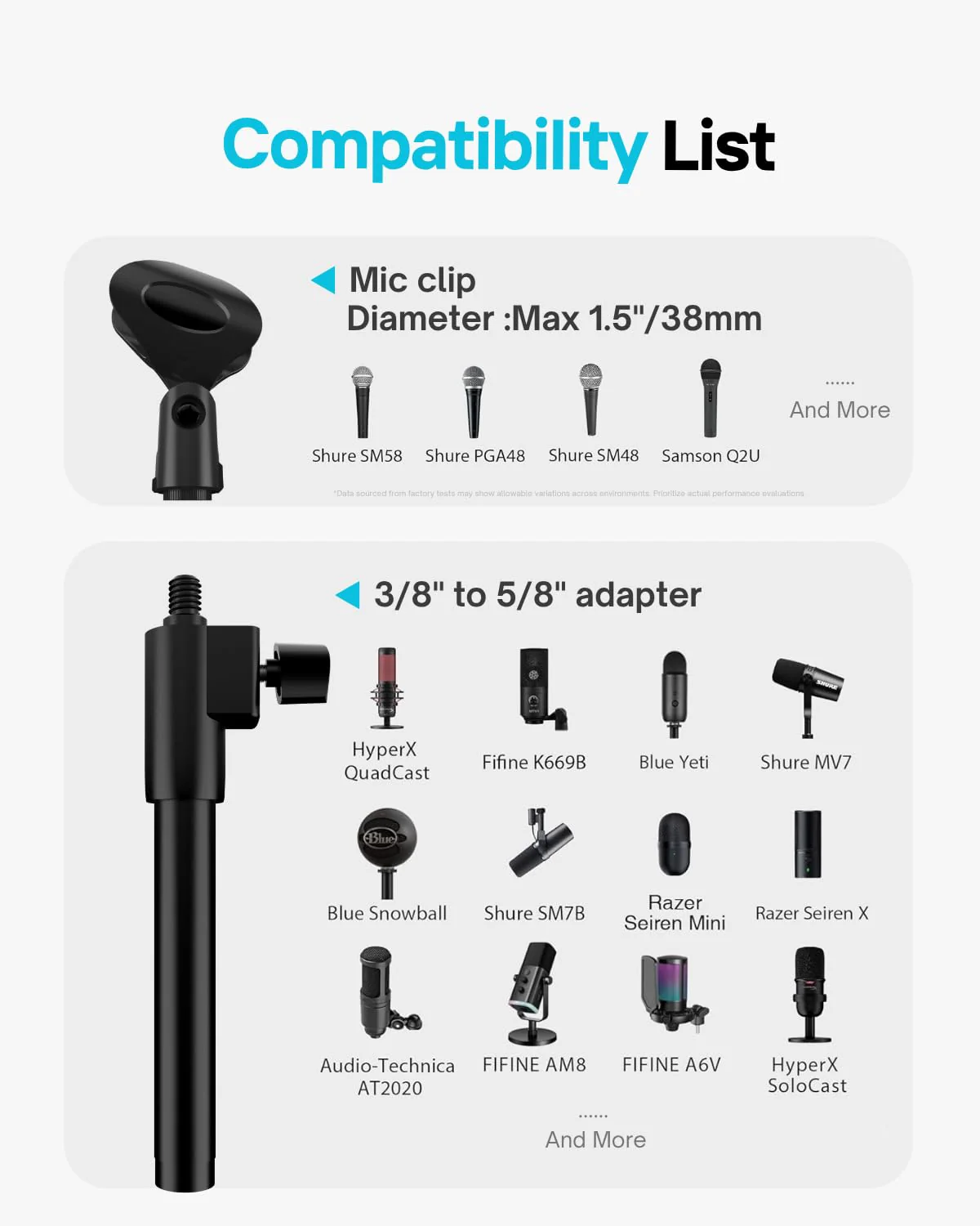 Desk Mic Stand with Multi Microphone Holder|Heavy Metal Base Anti-Tip Design|Adjustable Height Stand for Podcast&Studio|Holds 6 Mics|Clip & Mount Adapter for Shure SM57/SM58/SM7B,Blue Yeti,Fifine Mics - Image 7