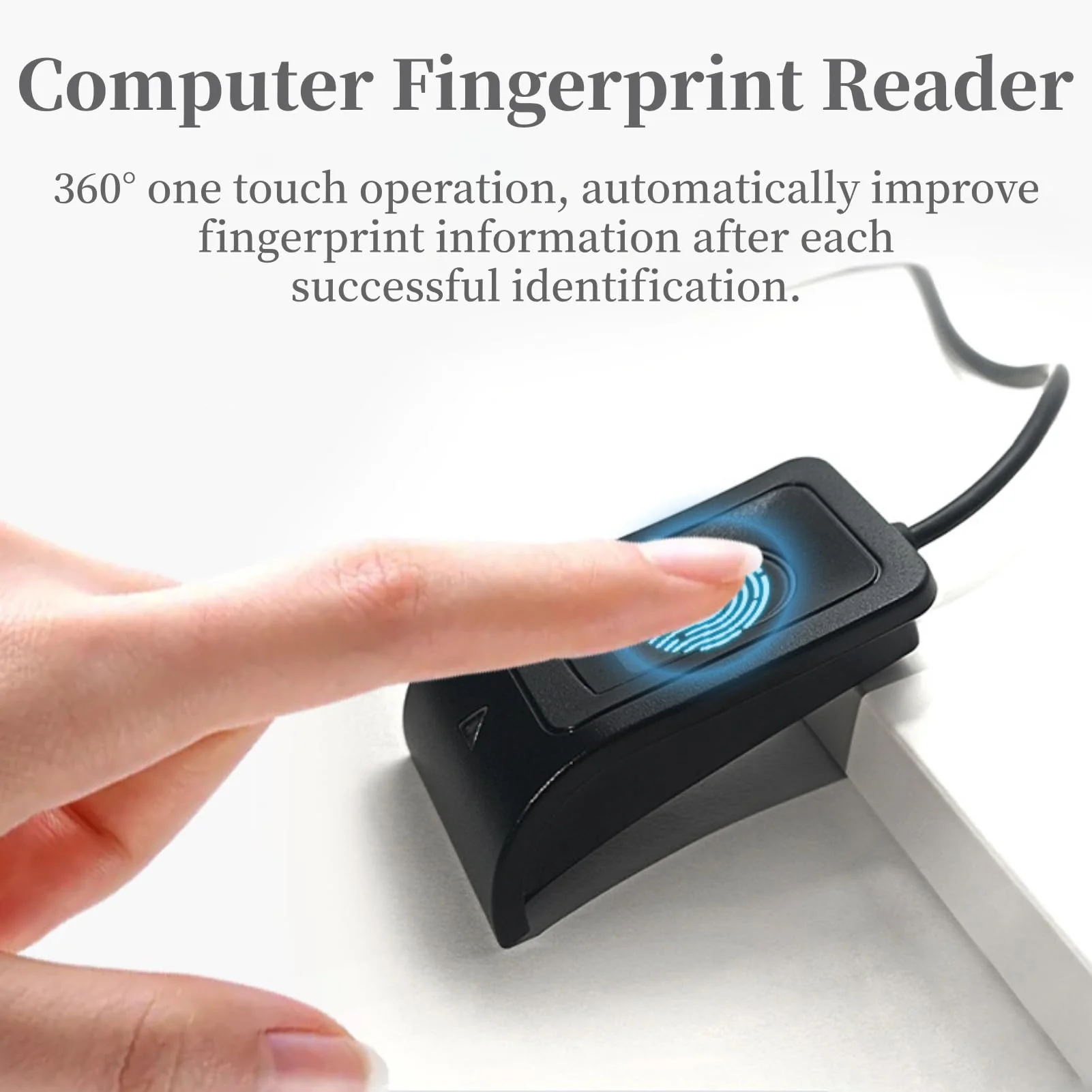 Desktop USB Fingerprint Reader, Computer Fingerprint Key Reader, USB Security Key with Extension Cable for Auto Calibration Recognition, Password - Image 4