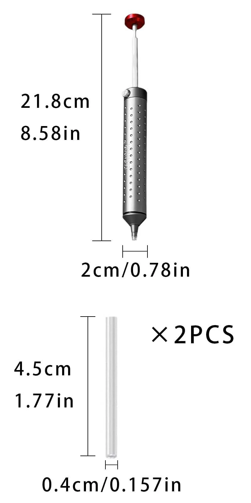 Desoldering Pump, Desoldering Tool, Super Suction Soldering Suction, Soldering Vacuum Soldering Remover Tool, Soldering Desoldering Vacuum, with 1 Silicone Nozzles Desoldering Suction Pump (218 mm) 218mm - Image 2
