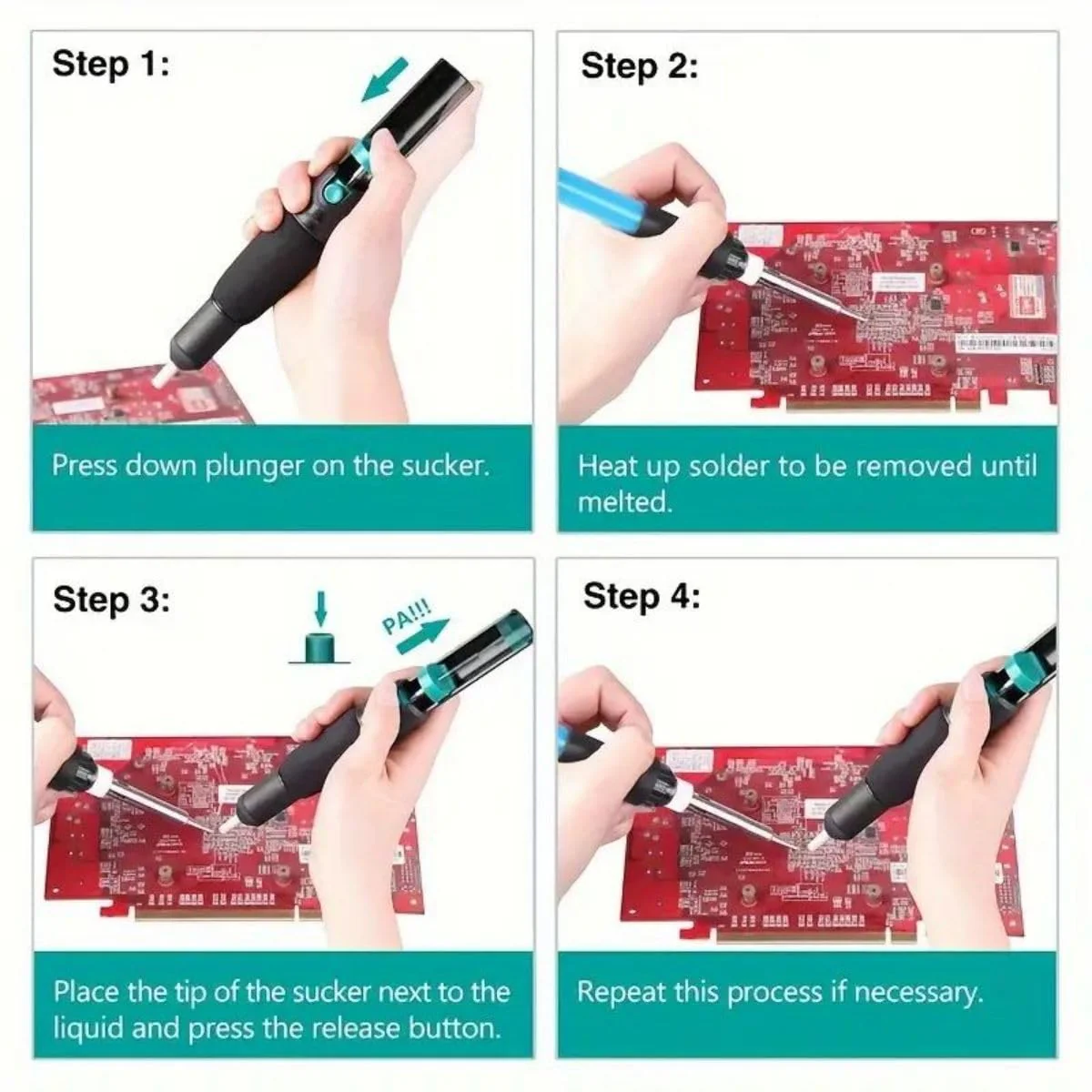 Desoldering Pump Set, Desoldering Pump & Desoldering Wire, Desoldering Wick & Desoldering Pump, Desoldering Wick (2.5 mm, 1.5 m), Solder Suction Vacuum Pump Solder Removal Tool - Image 4