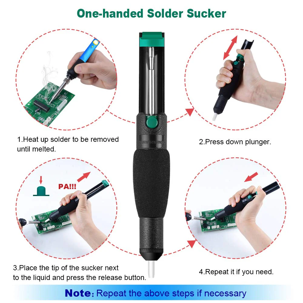 Desoldering Wick, Desoldering Pump, Solder Sucker, Solder Wick, 2pcs Solder Braid (2.5mm Width, 1.5m Length) Solder Wire, Replacement Tip, Desoldering Vacuum Pump Solder Removal Tool 6 in 1 Kit - Image 5
