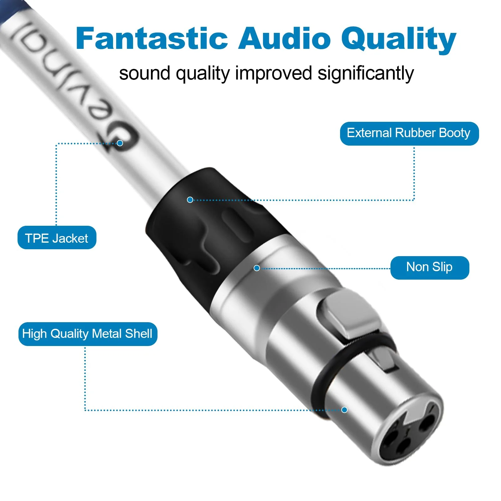 Devinal HiFi XLR Cable 3.3FT 2-Packs, Standard XLR Male to Female Microphone Cable, 3-Pin Balanced Shielded XLR Speaker Cable for Mic, Mixer, Recording Studio, Podcast - Image 4