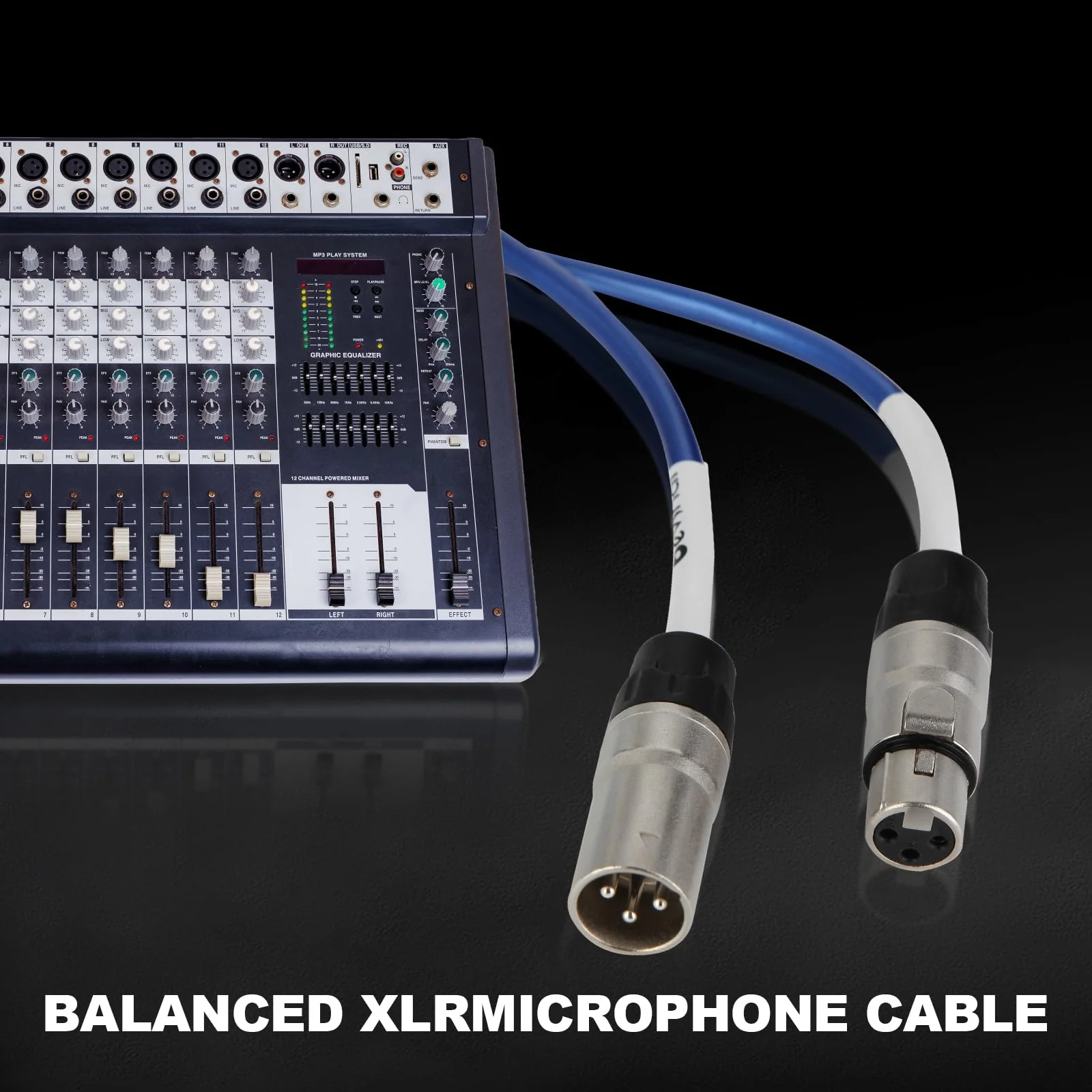 Devinal HiFi XLR Cable 3.3FT 2-Packs, Standard XLR Male to Female Microphone Cable, 3-Pin Balanced Shielded XLR Speaker Cable for Mic, Mixer, Recording Studio, Podcast - Image 6