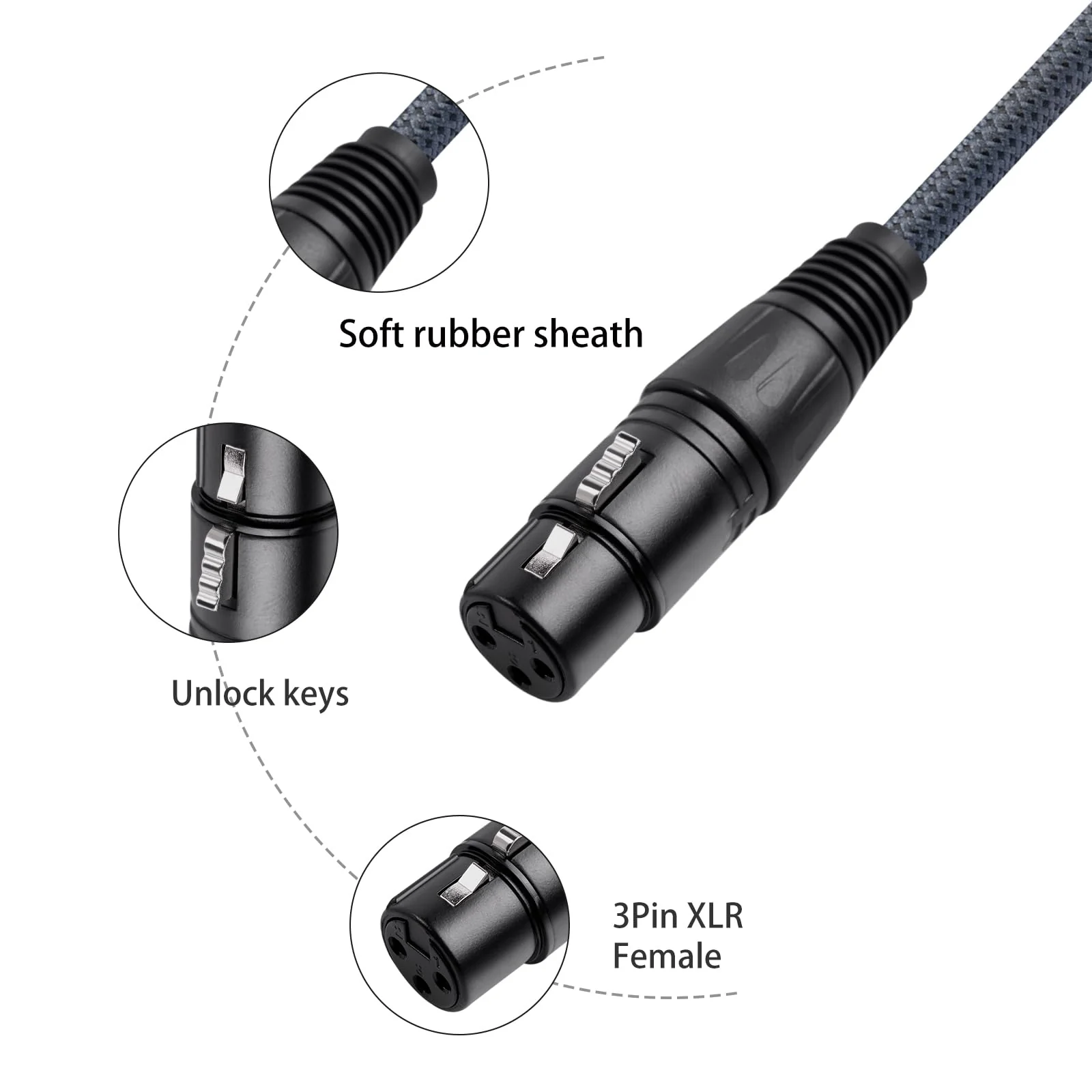 Devinal Right Angle XLR Cable, Adjustable-Angle Male to Straight Female Microphone Cable Cord, 90 Degree XLR Adapter for Sound Devices Mixer Recorder, 1 FT, 2 Pack Angle Male 1FT - Image 5