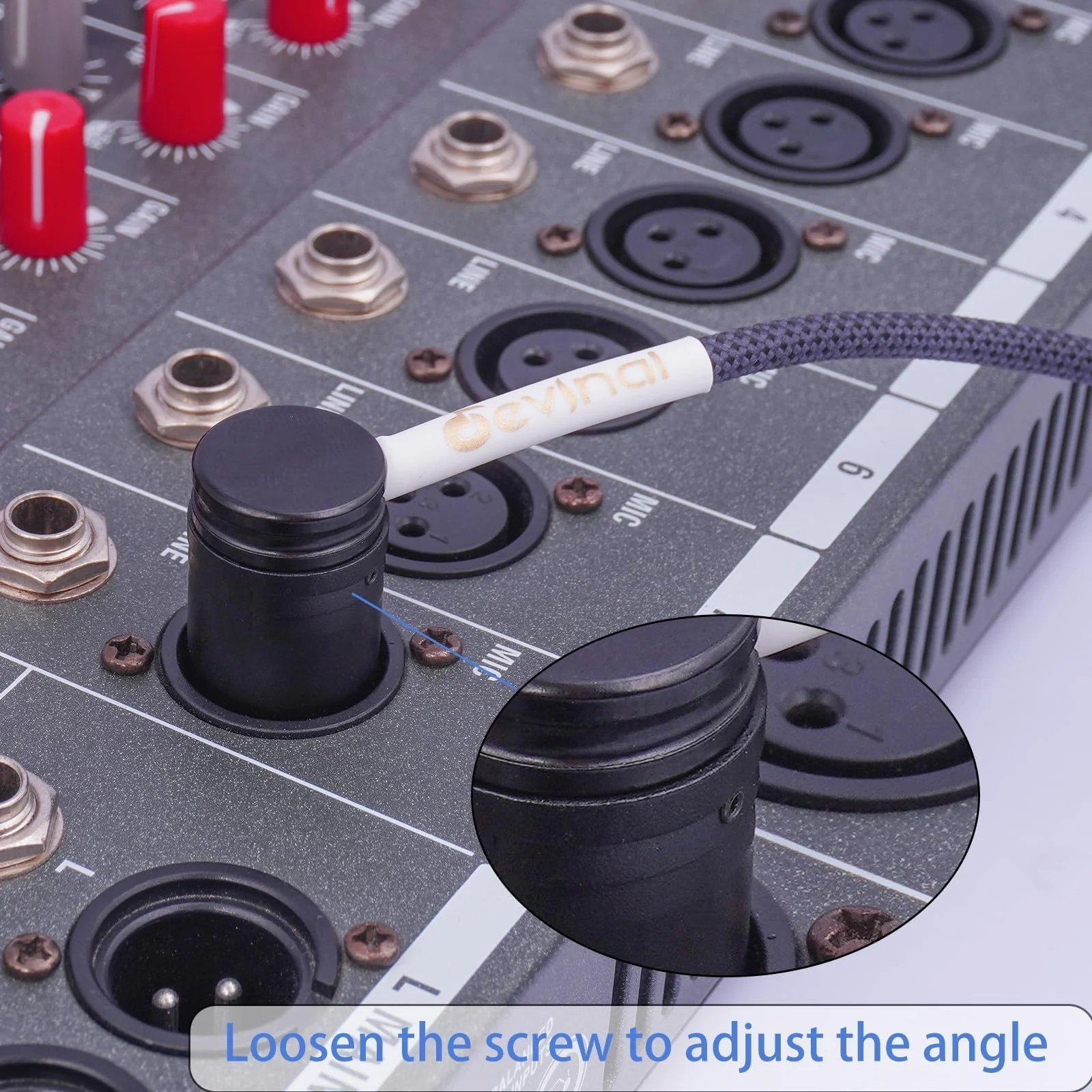 Devinal Rotatable Right-Angle XLR Cable, Adjustable-Angle Low-Profile XLR Microphone Adapter Connector, Right-Angle Mic Cord on Both Ends (Male and Female) 0.8 FT 2 pcs Angle Male to Angle Female 1FT - Image 5