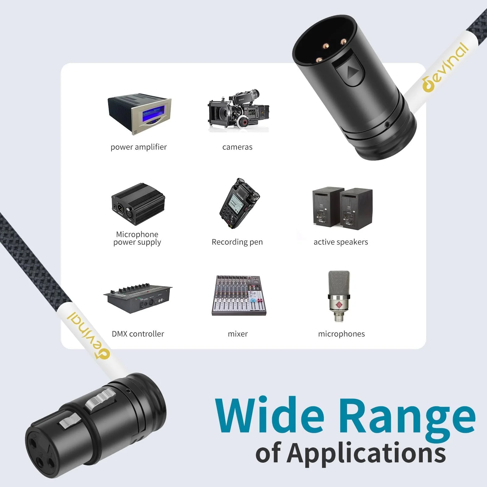 Devinal Rotatable Right-Angle XLR Cable, Adjustable-Angle Low-Profile XLR Microphone Adapter Connector, Right-Angle Mic Cord on Both Ends (Male and Female) 0.8 FT 2 pcs Angle Male to Angle Female 1FT - Image 7