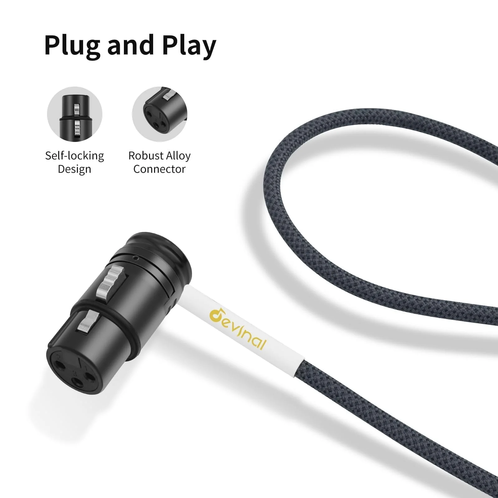 Devinal Rotatable Right-Angle XLR Cable, Adjustable-Angle Low-Profile XLR Microphone Adapter Connector, Right-Angle Mic Cord on Both Ends (Male and Female) 0.8 FT 2 pcs Angle Male to Angle Female 1FT - Image 9