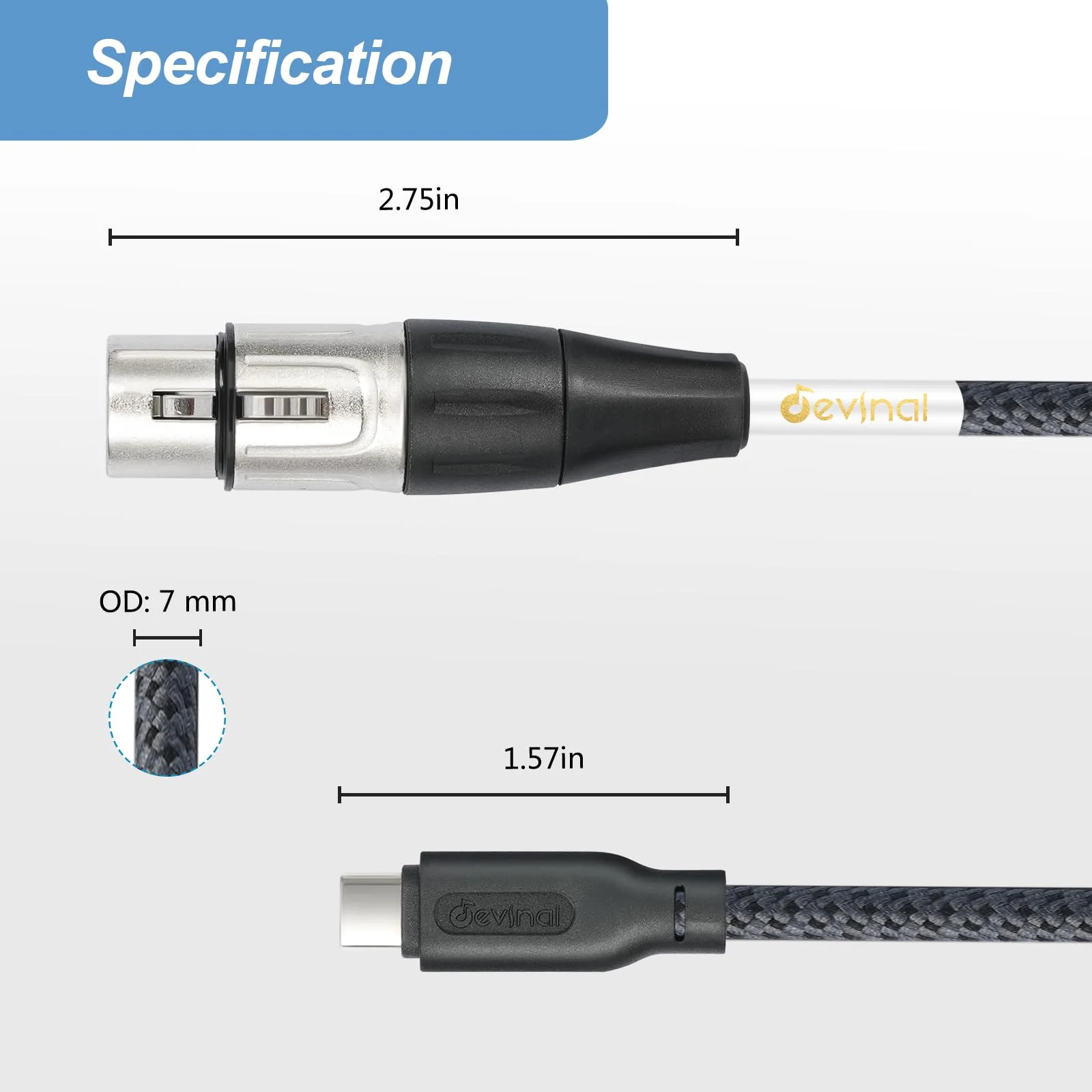 Devinal Upgrade XLR Female to USB C cable, USB tyep-C to Female XLR Recording Cable Cord Connector Adapter Compatible with Microphone Smartphone or MacBook 3M 3M/10FT - Image 8