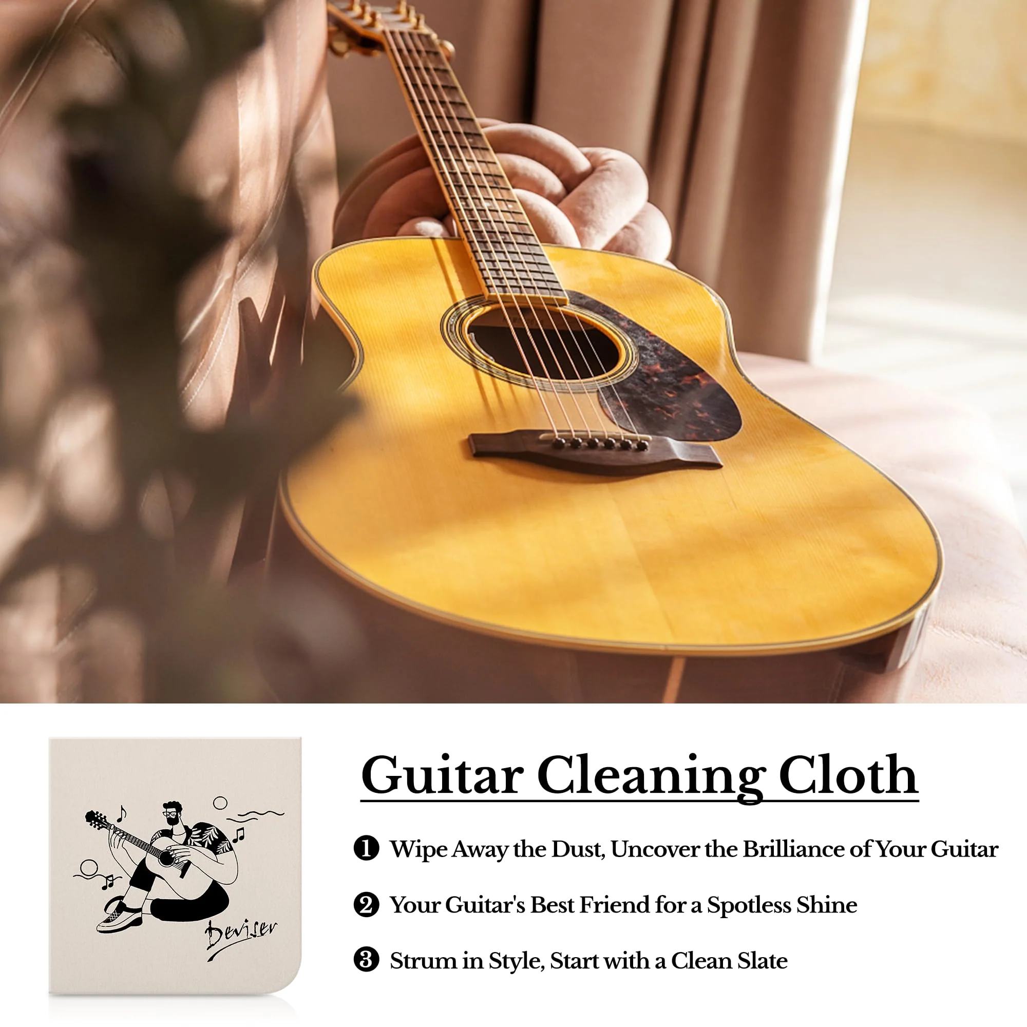 Deviser Guitar Cleaning,All IN ONE Kit,fretboard Lemon oil,Polish,Guitar String-cleaner,Guitar string winder,Cleaning cloth for guitar cleaning and maintenance 3 PACK - Image 5