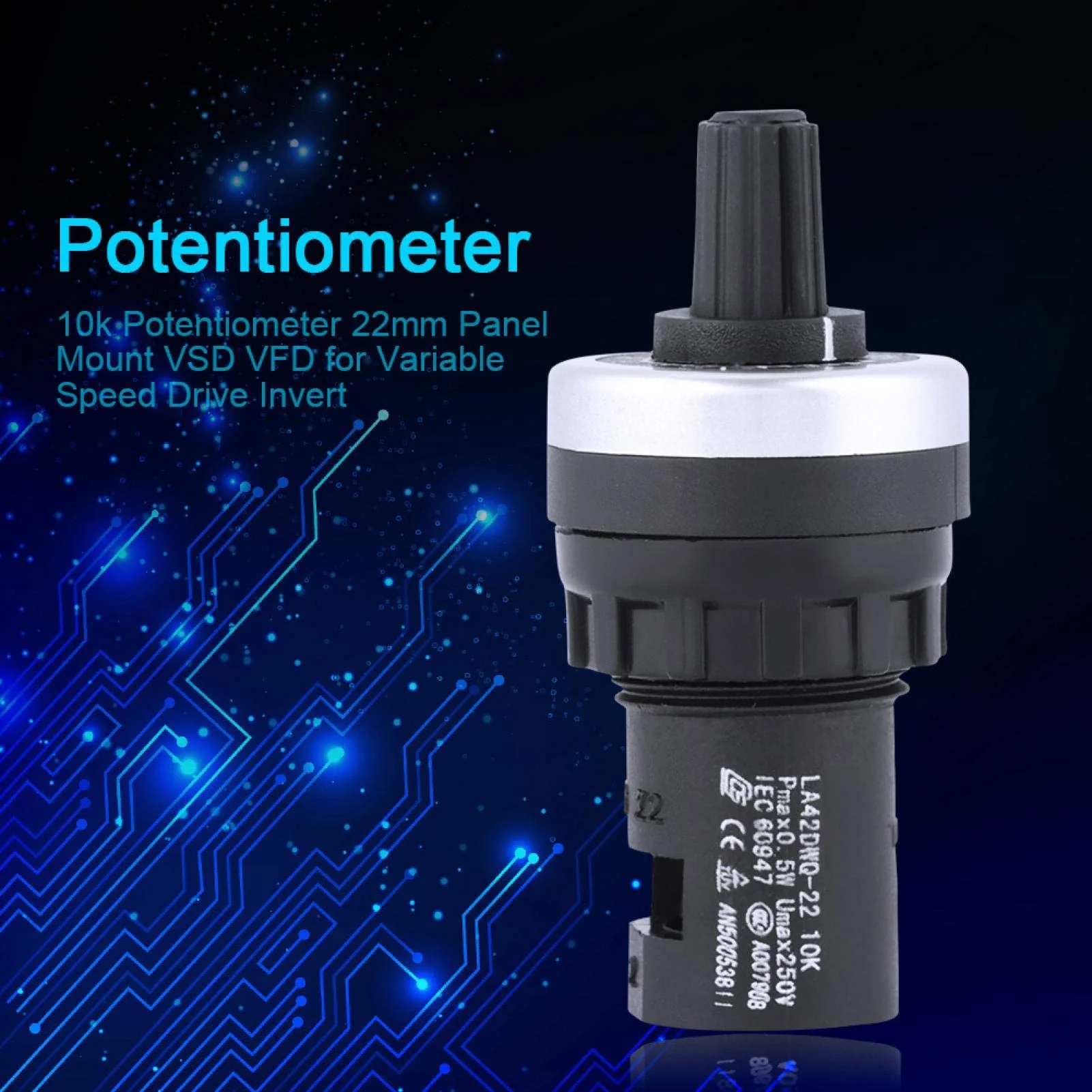 DEWIN Governor Rotary Potentiometer, 10k Potentiometer Panel Mount VSD VFD for Variable Speed Drive Invert - Image 4