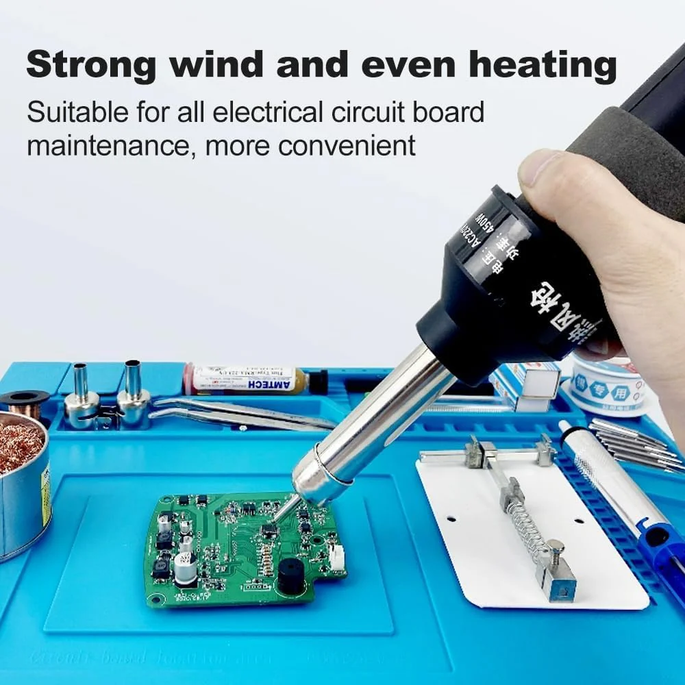 DEWIN Hot Air Gun, Hot Air Welder 220 V 450 W LCD Adjustable Electronic Heat Gun Desoldering Soldering Station IC SMD BGA - Image 7