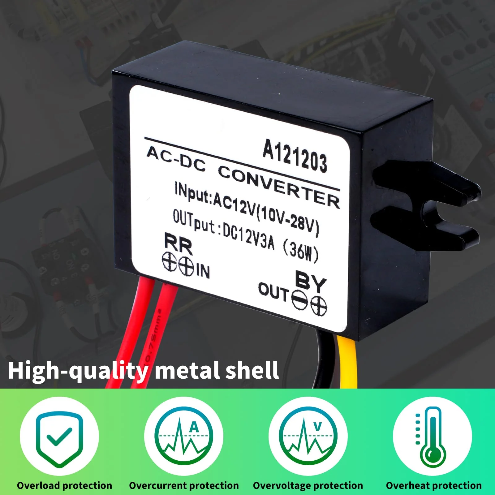 DewinLVD AC DC Step Down Converter, AC 10-28V to DC 12V 3A 36W Buck Power Converter, Input 10-28V AC, Output 12V DC, Waterproof Module of Buck Converter 10-28VAC - Image 5
