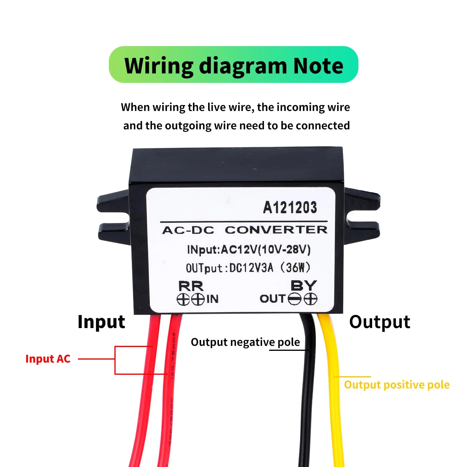 DewinLVD AC DC Step Down Converter, AC 10-28V to DC 12V 3A 36W Buck Power Converter, Input 10-28V AC, Output 12V DC, Waterproof Module of Buck Converter 10-28VAC - Image 9